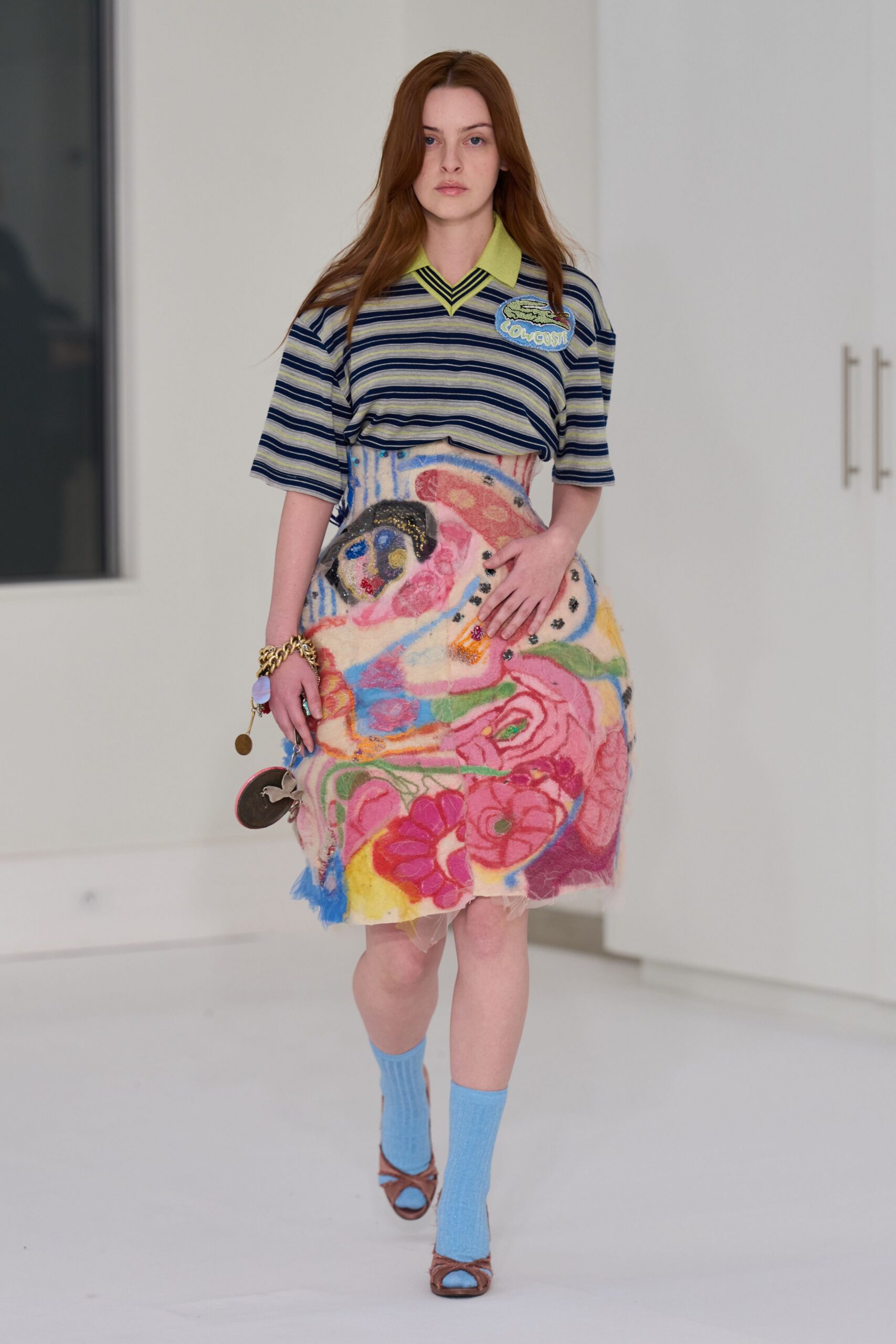 multi wool fitted pleated mini skirt