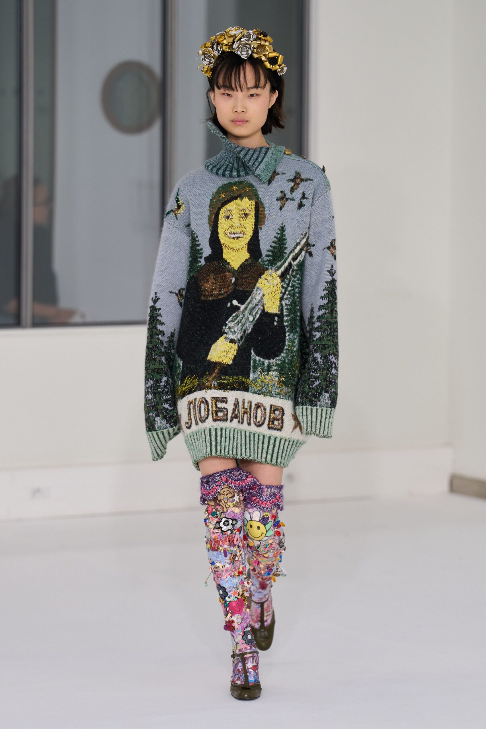 multi cotton fitted printed pants