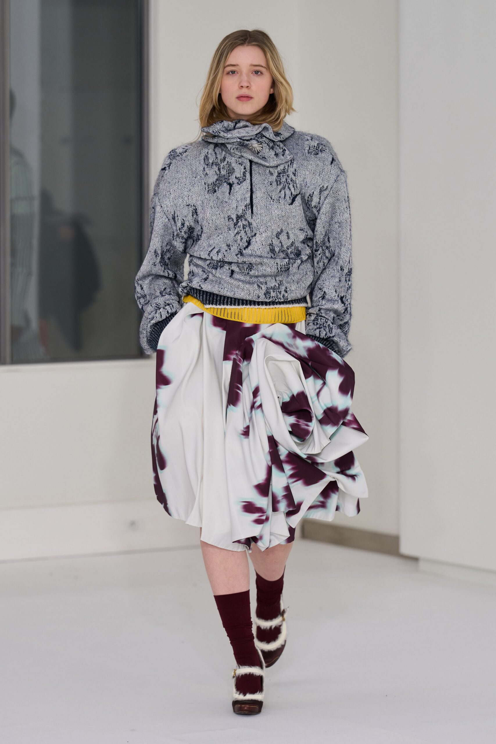 white silk asymmetric fitted pleated skirt