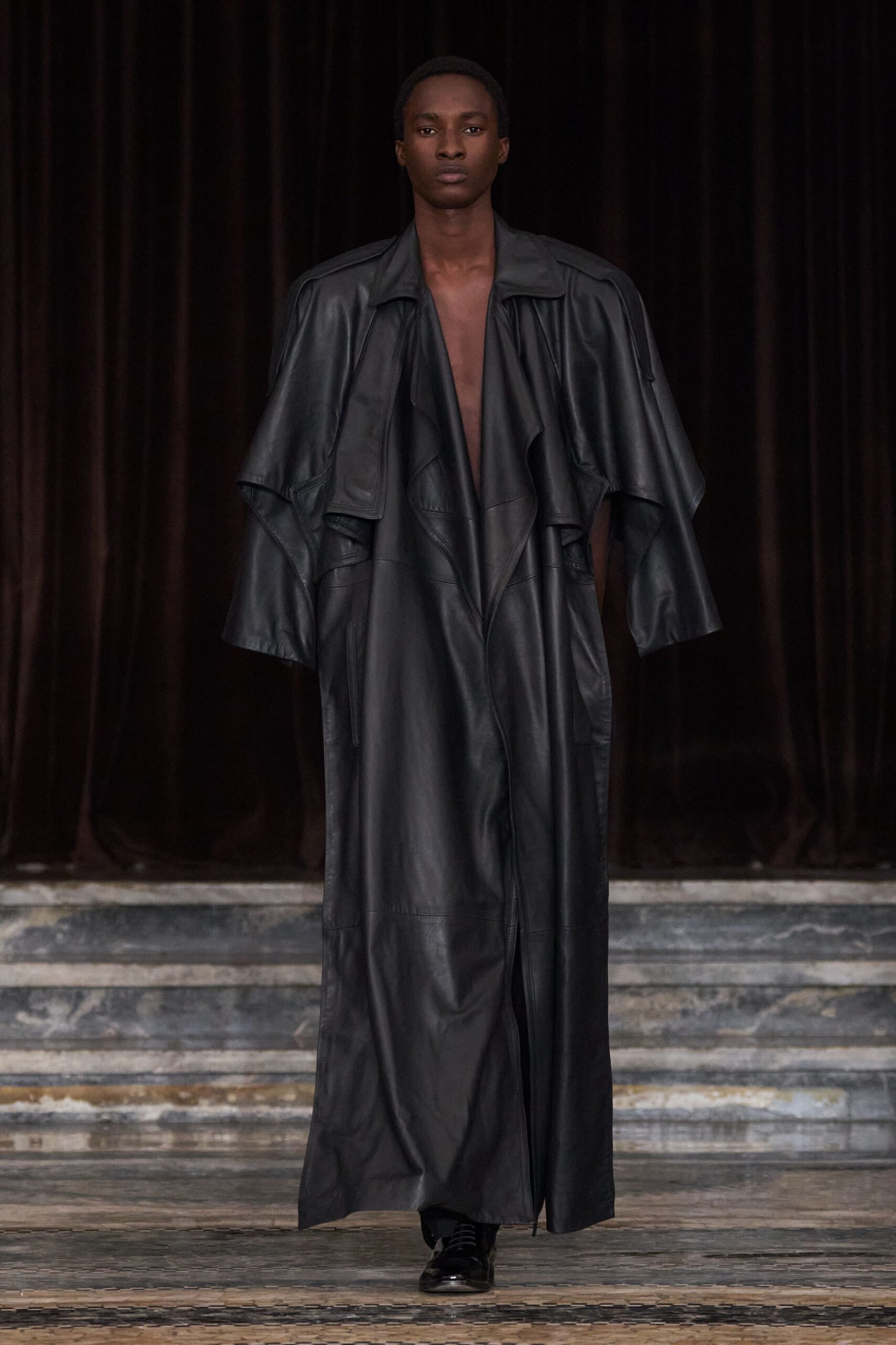 black leather coat and shoes