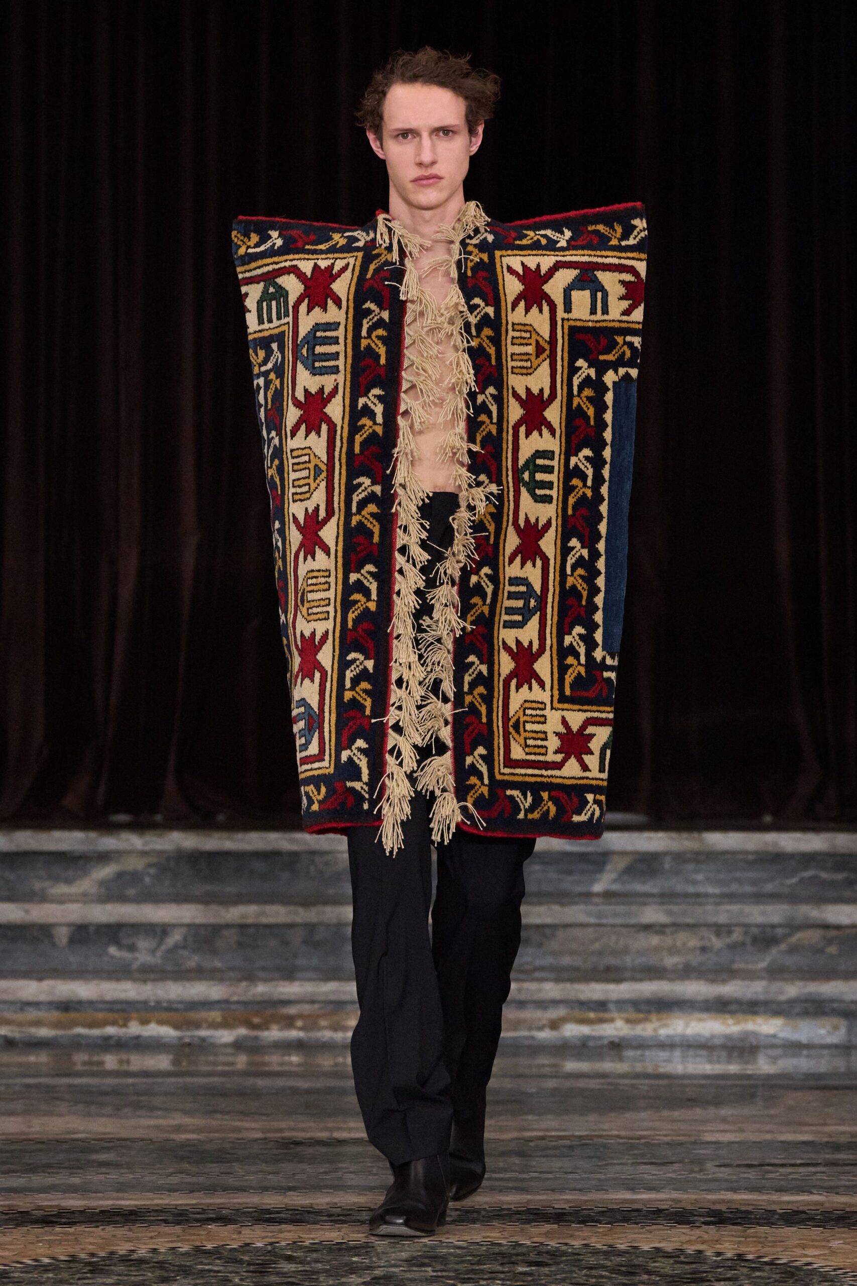 multi-colored embroidered cape