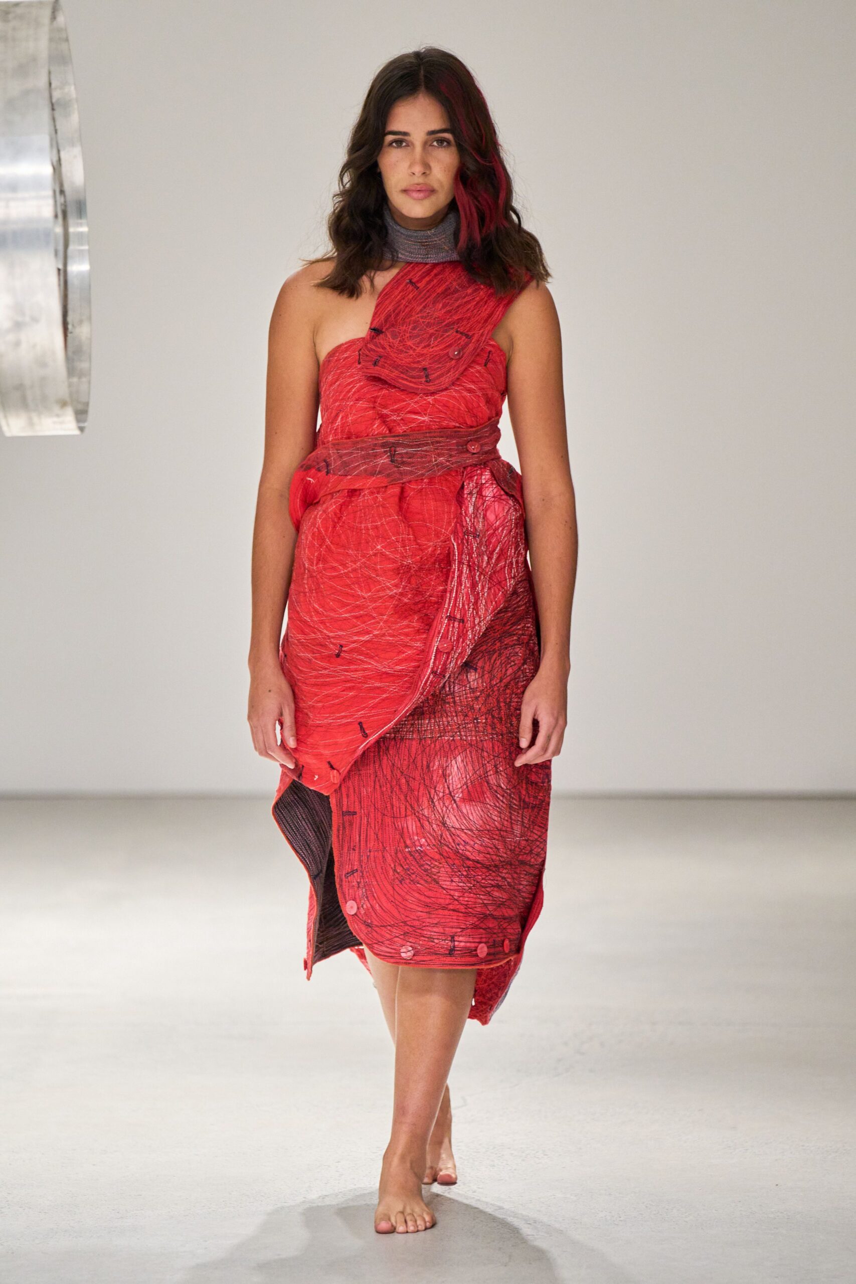 red fitted strapless dress