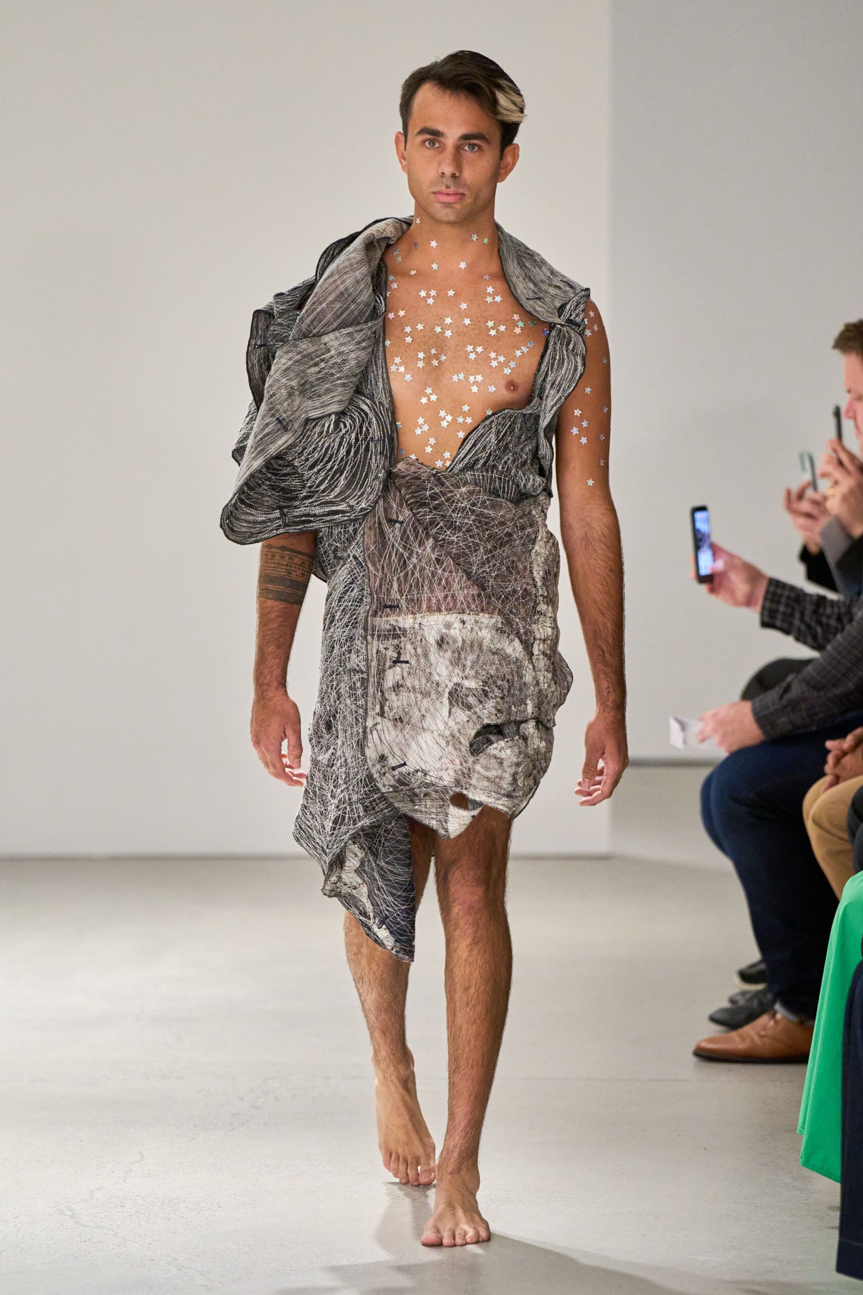 gray draped asymmetric dress