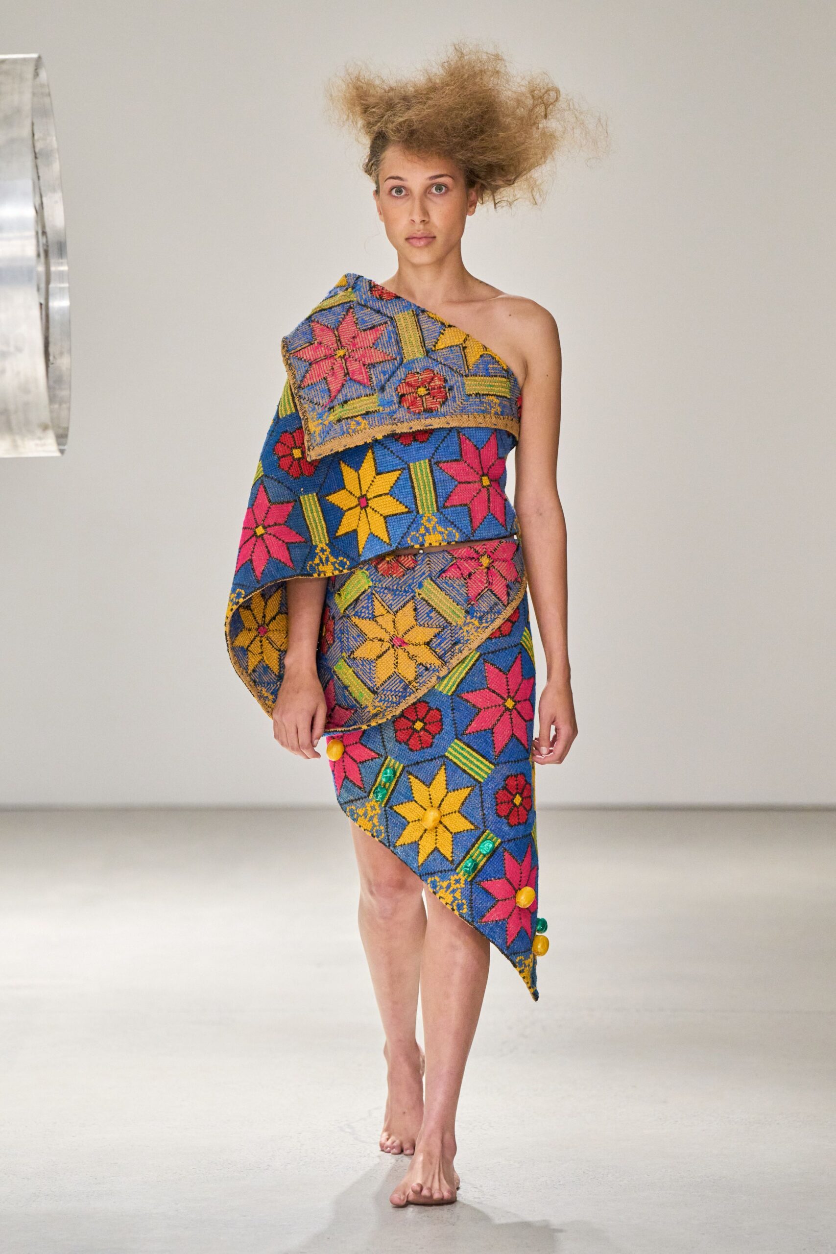 colorful embroidered asymmetric dress