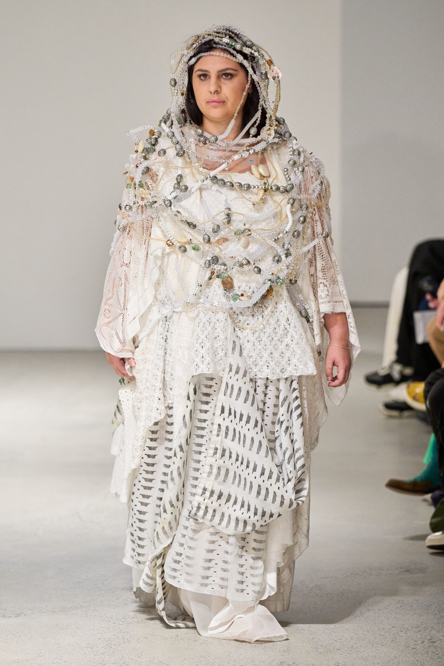 white layered embroidered dress