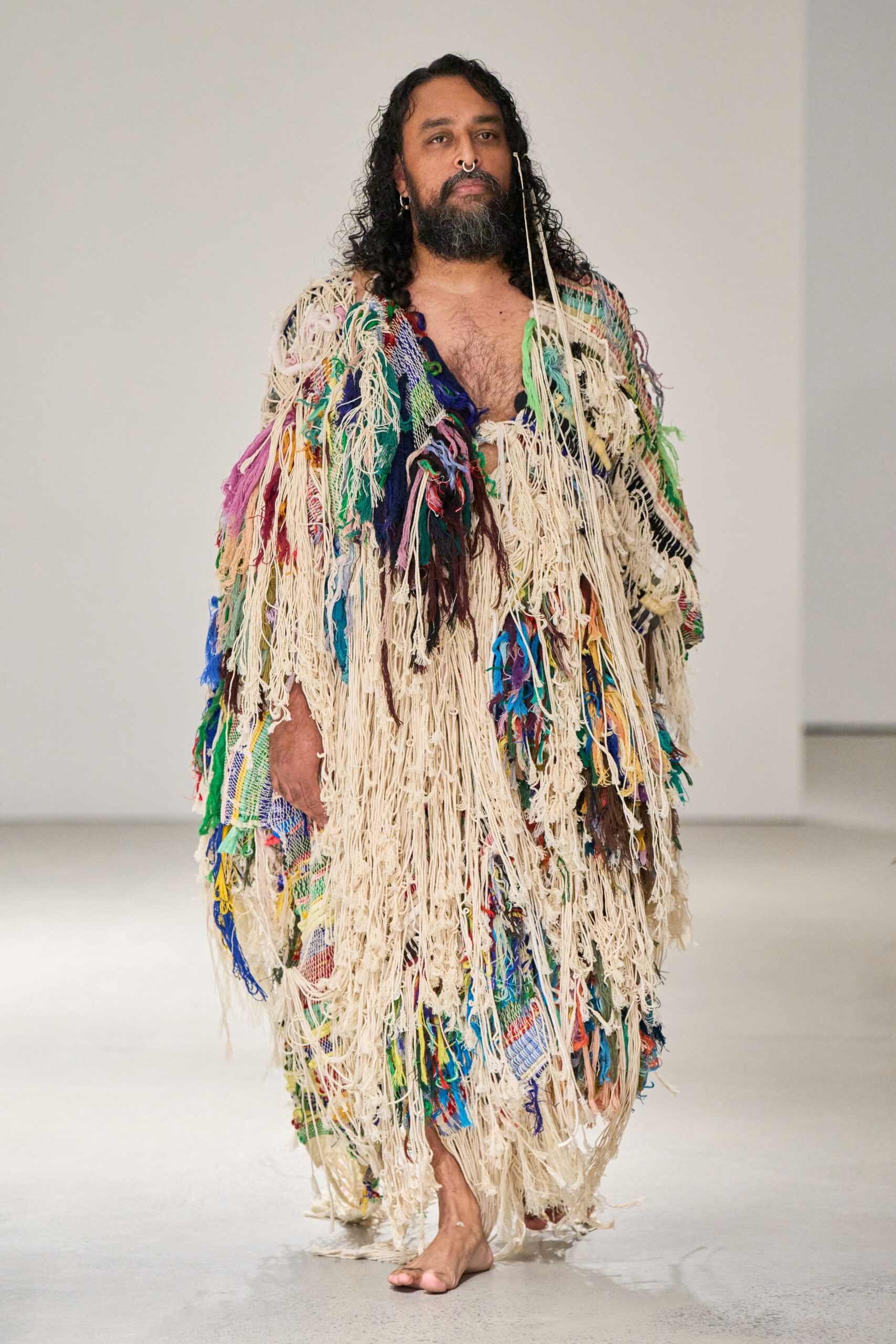 multi-colored fringed maxi dress