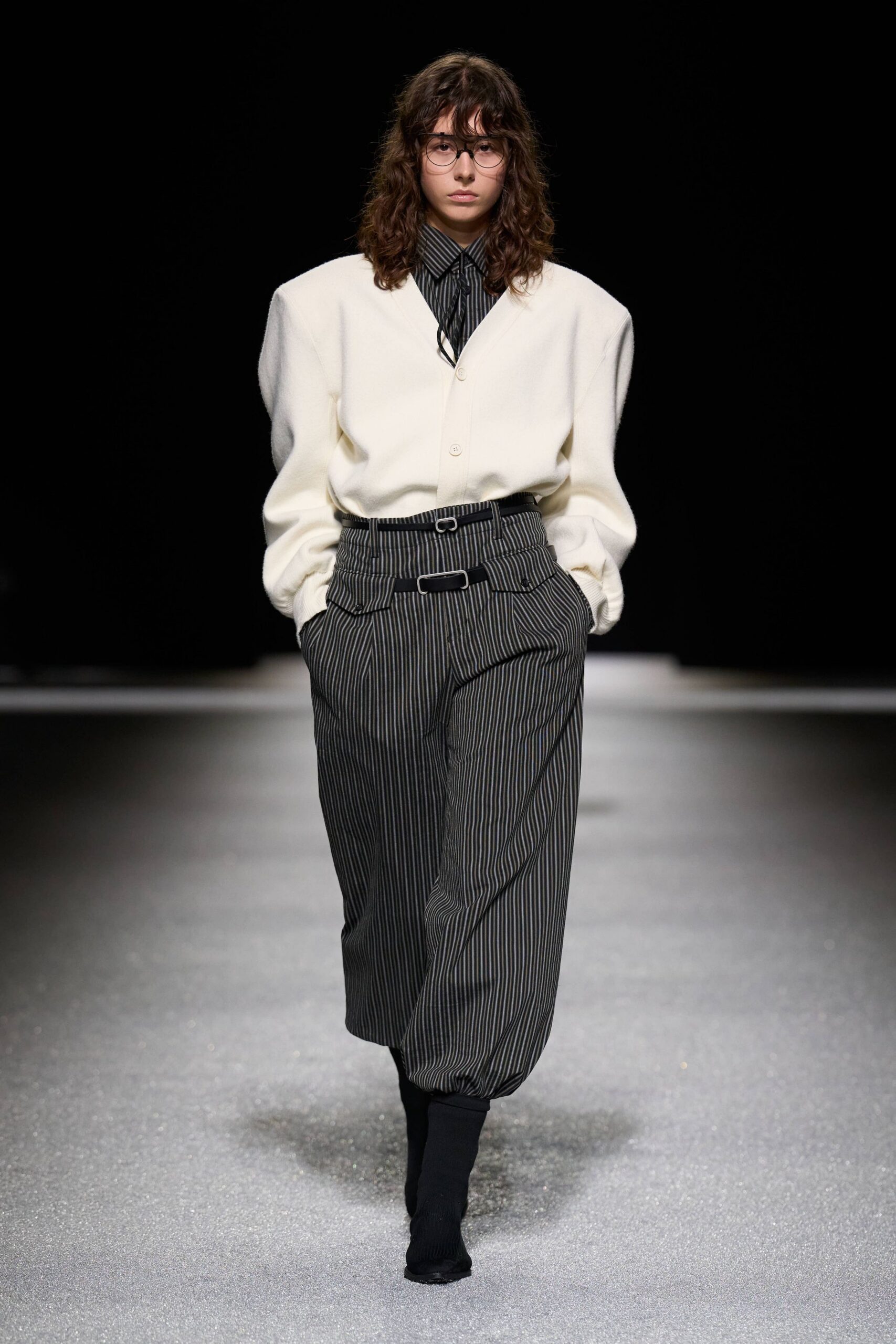 white wool long-sleeve collared oversized jacket