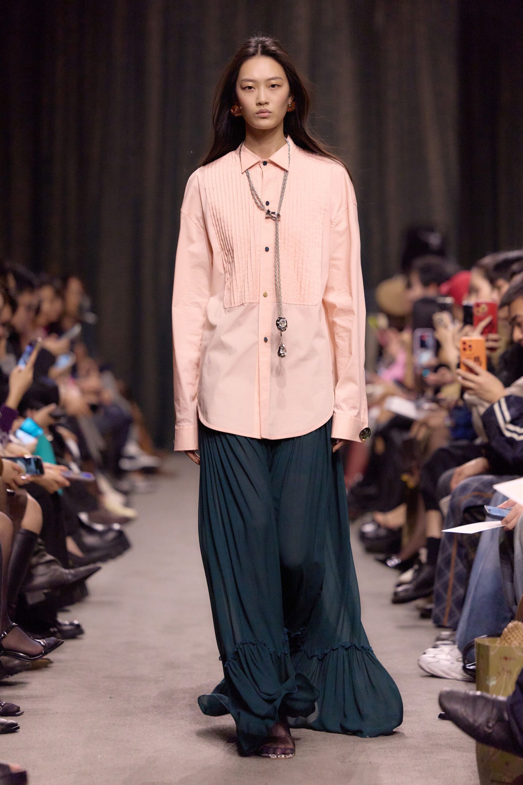 green cotton relaxed flared pants