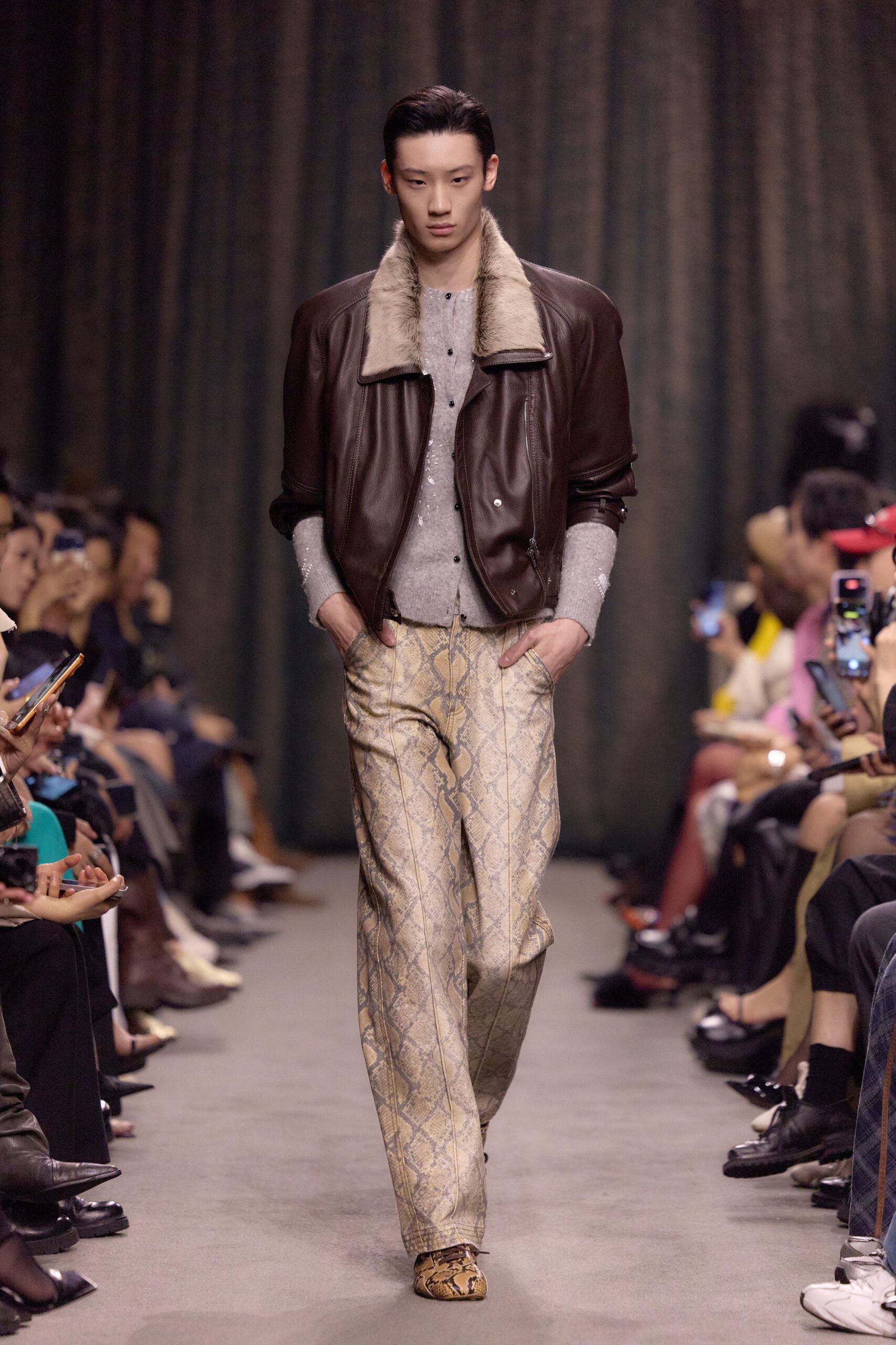 gold silk relaxed flared shiny pants