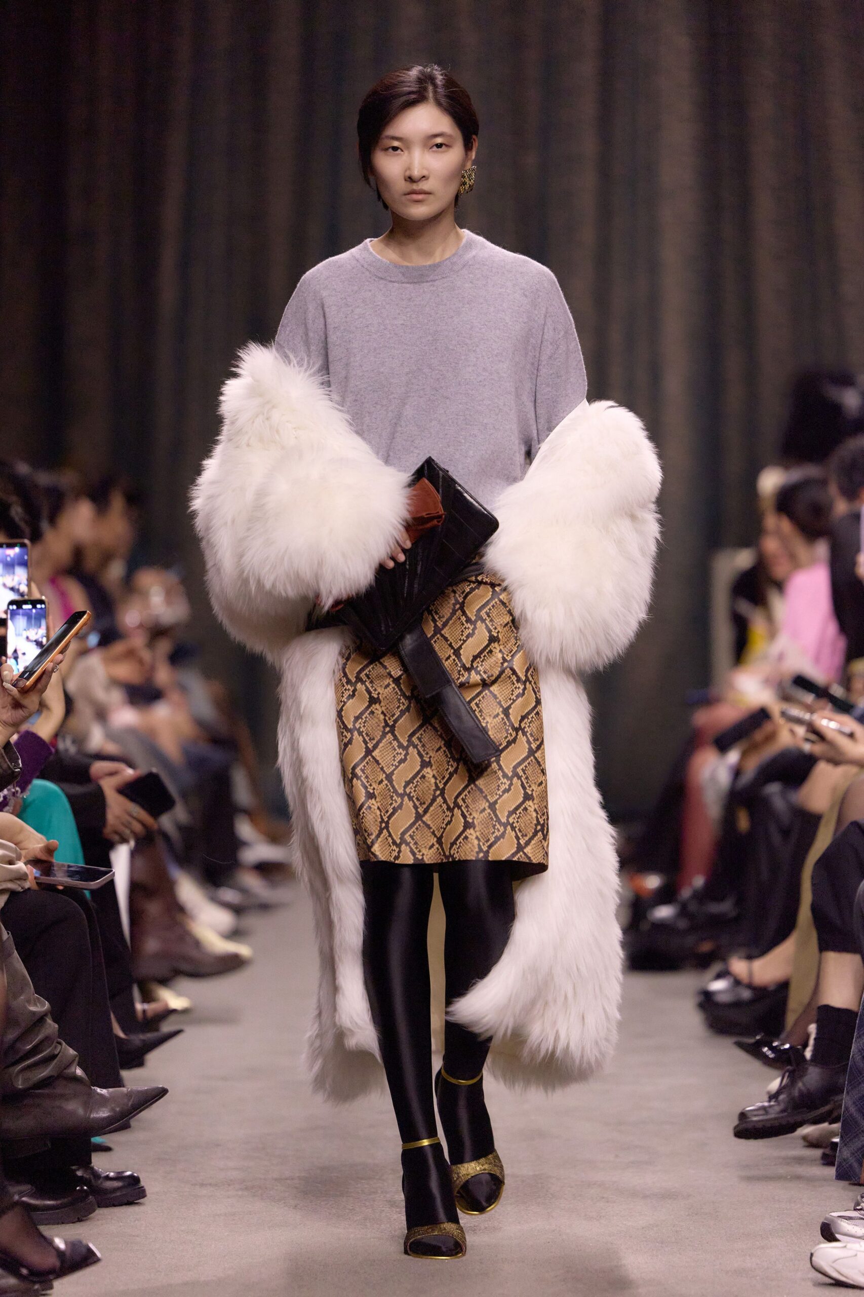 white faux-fur oversized coat