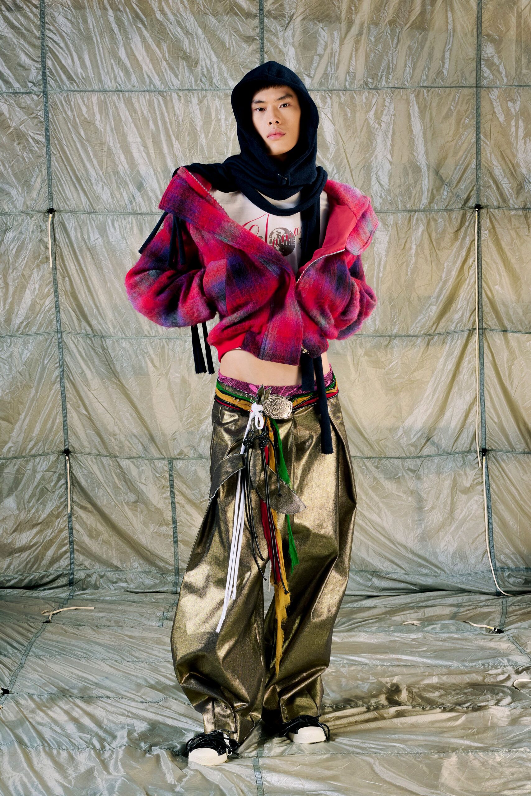 pink cotton long-sleeve collared relaxed layered jacket