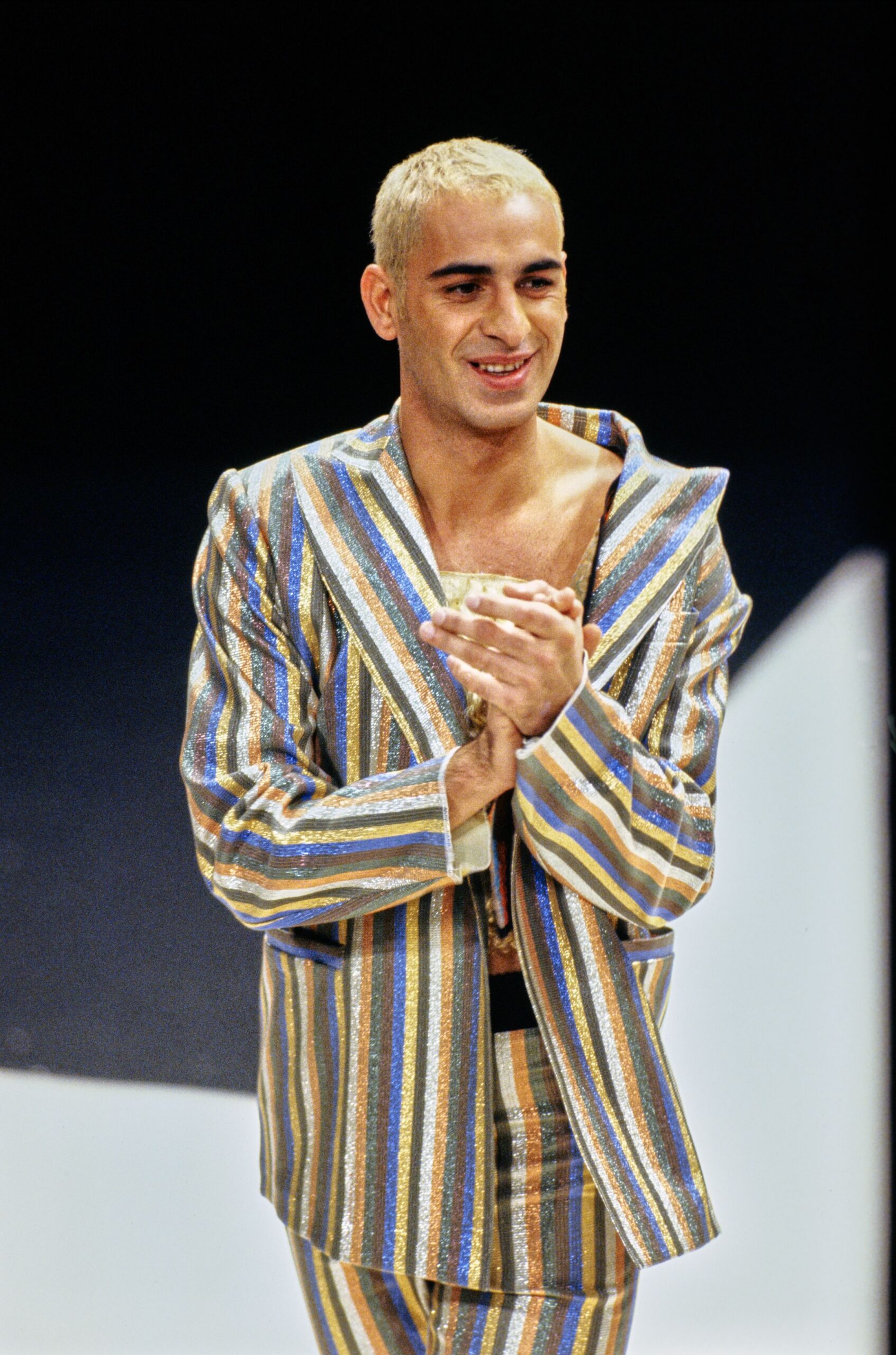 multi-colored striped suit