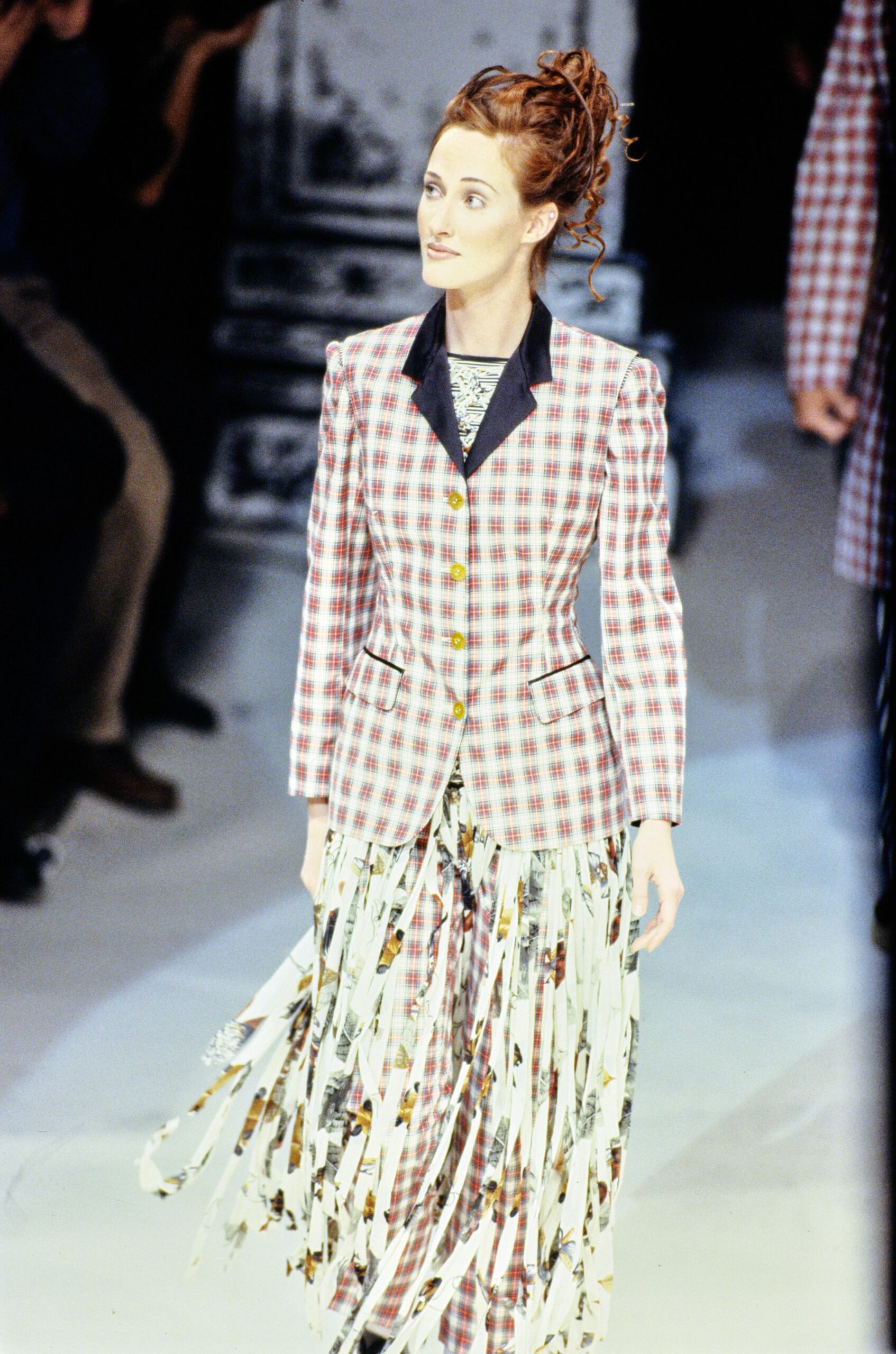 multi cotton fitted fringed skirt