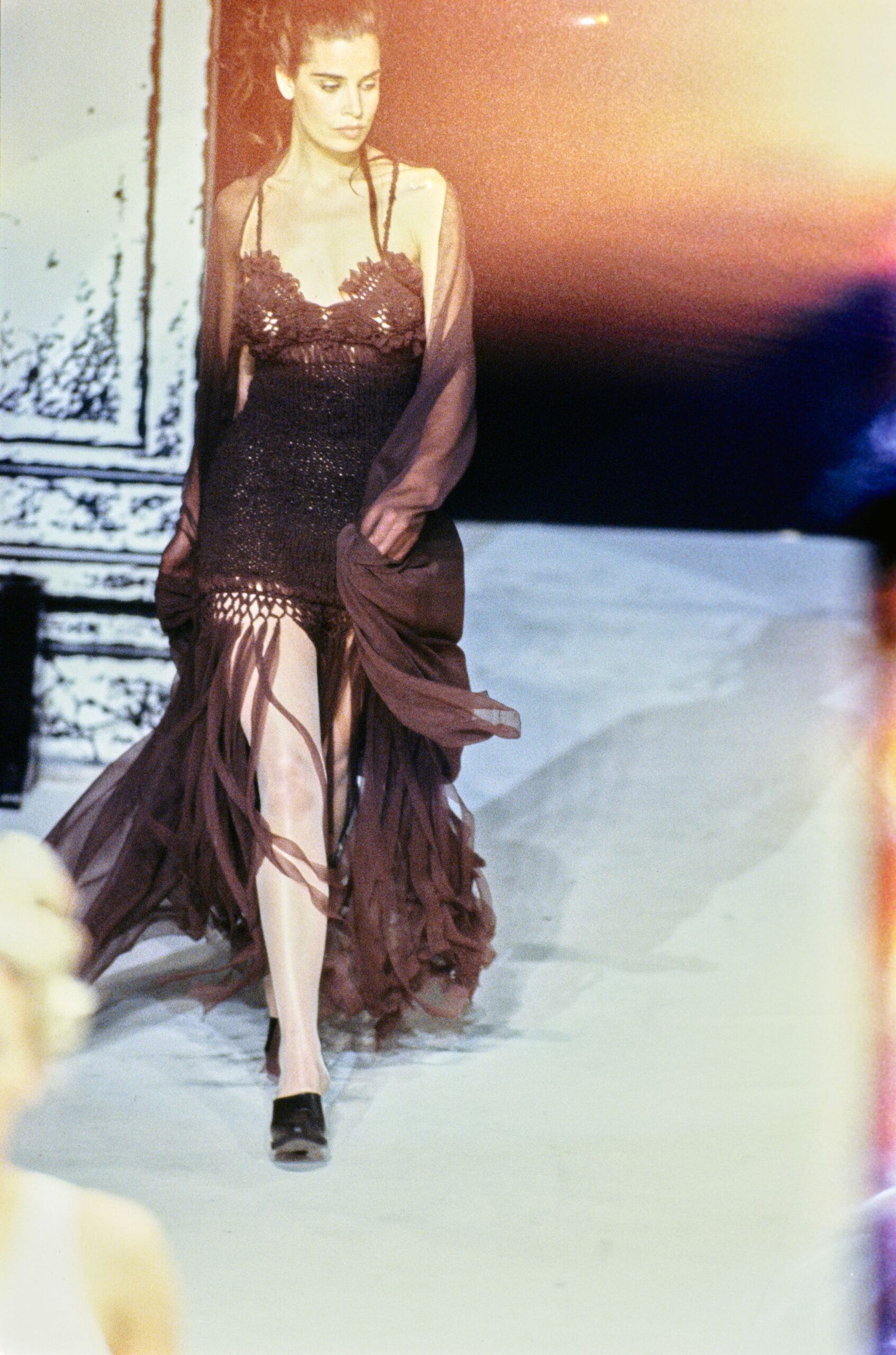 black silk sleeveless v-neck fitted fringed layered dress