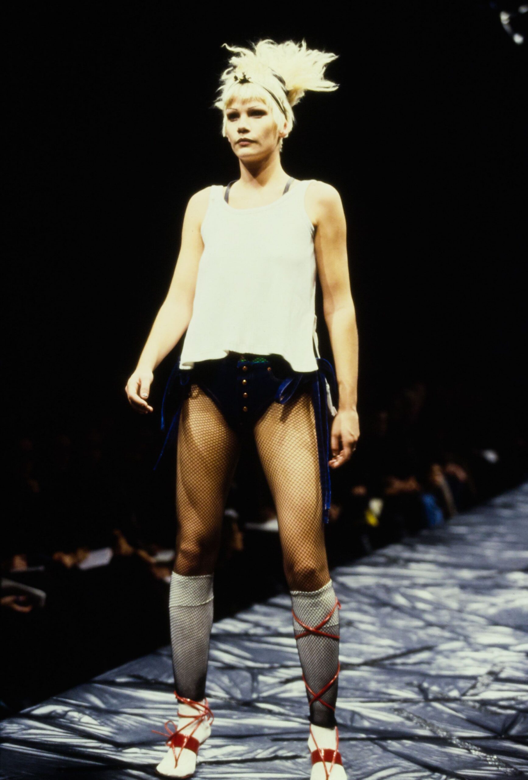 white fitted top with black shorts