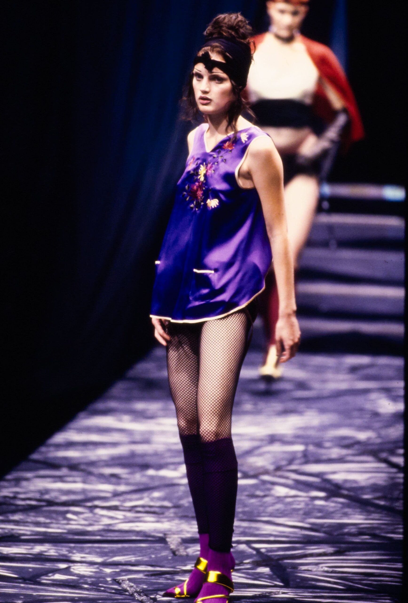 purple silk sleeveless v-neck relaxed embroidered top