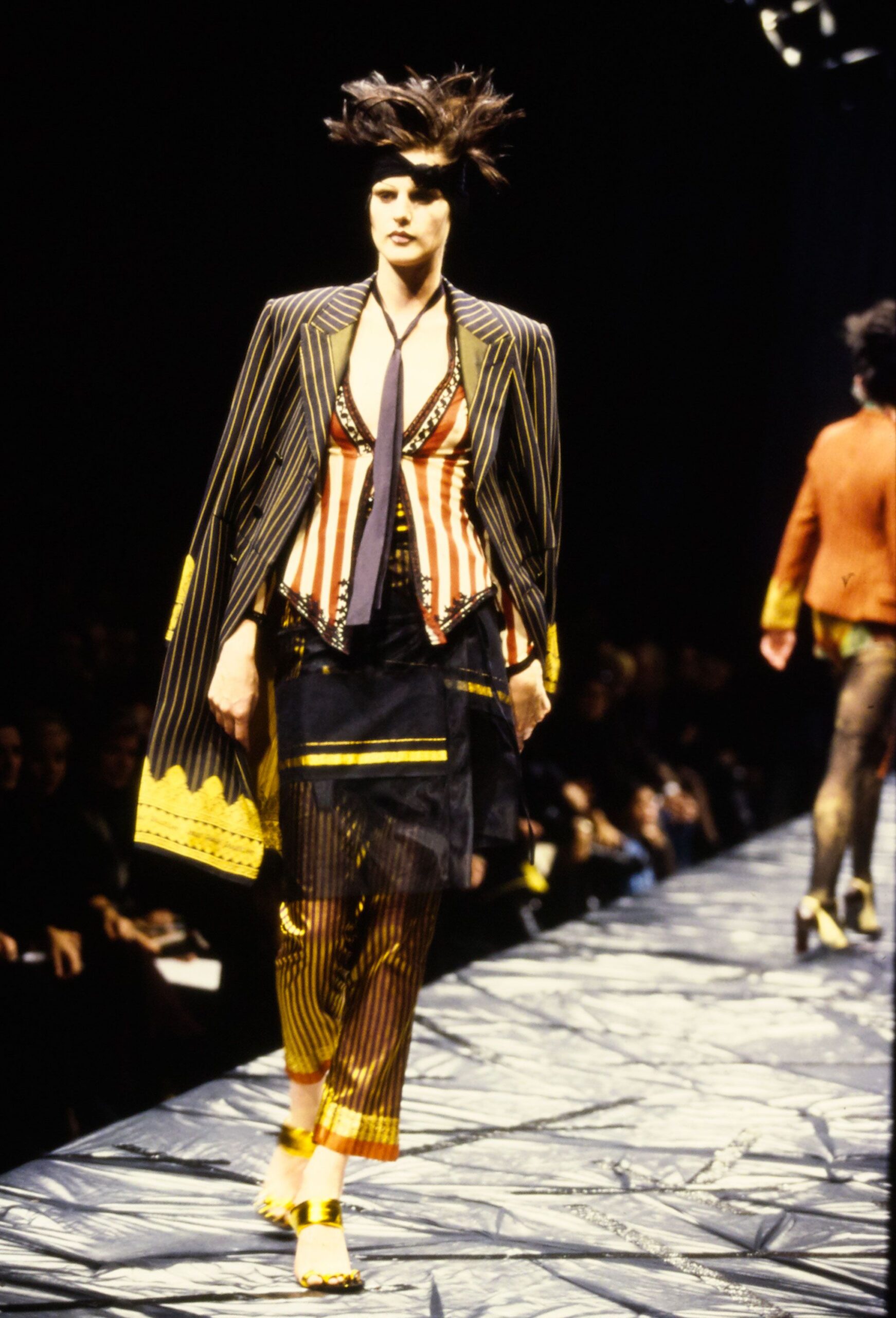 black and yellow striped blazer