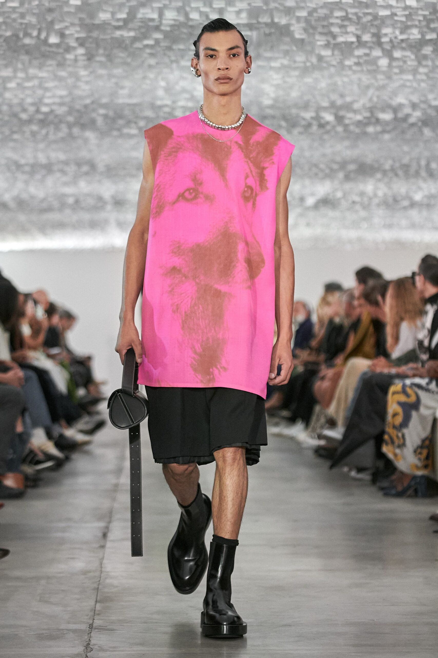 pink cotton sleeveless high-neck relaxed printed top