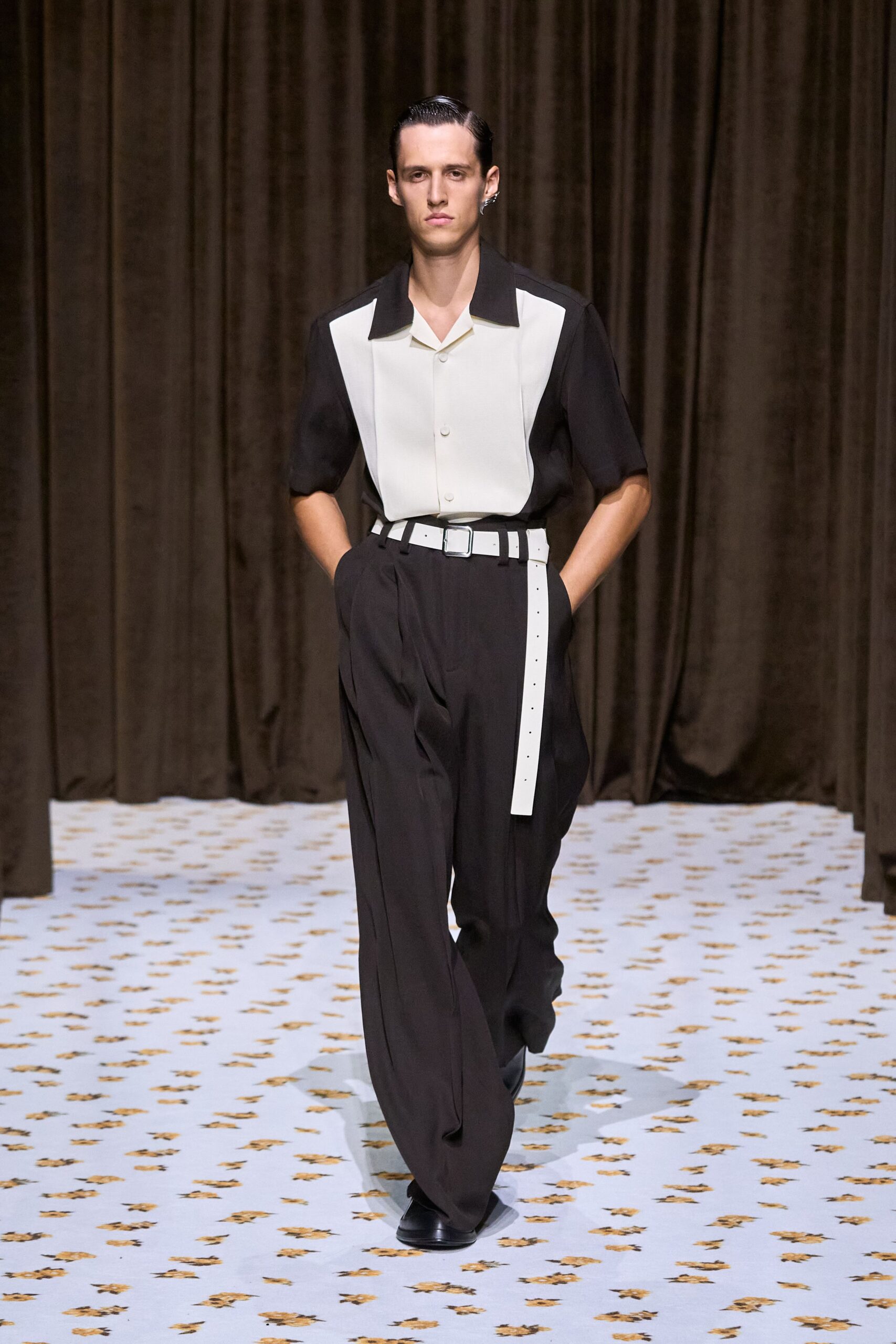 black and white relaxed shirt and pants