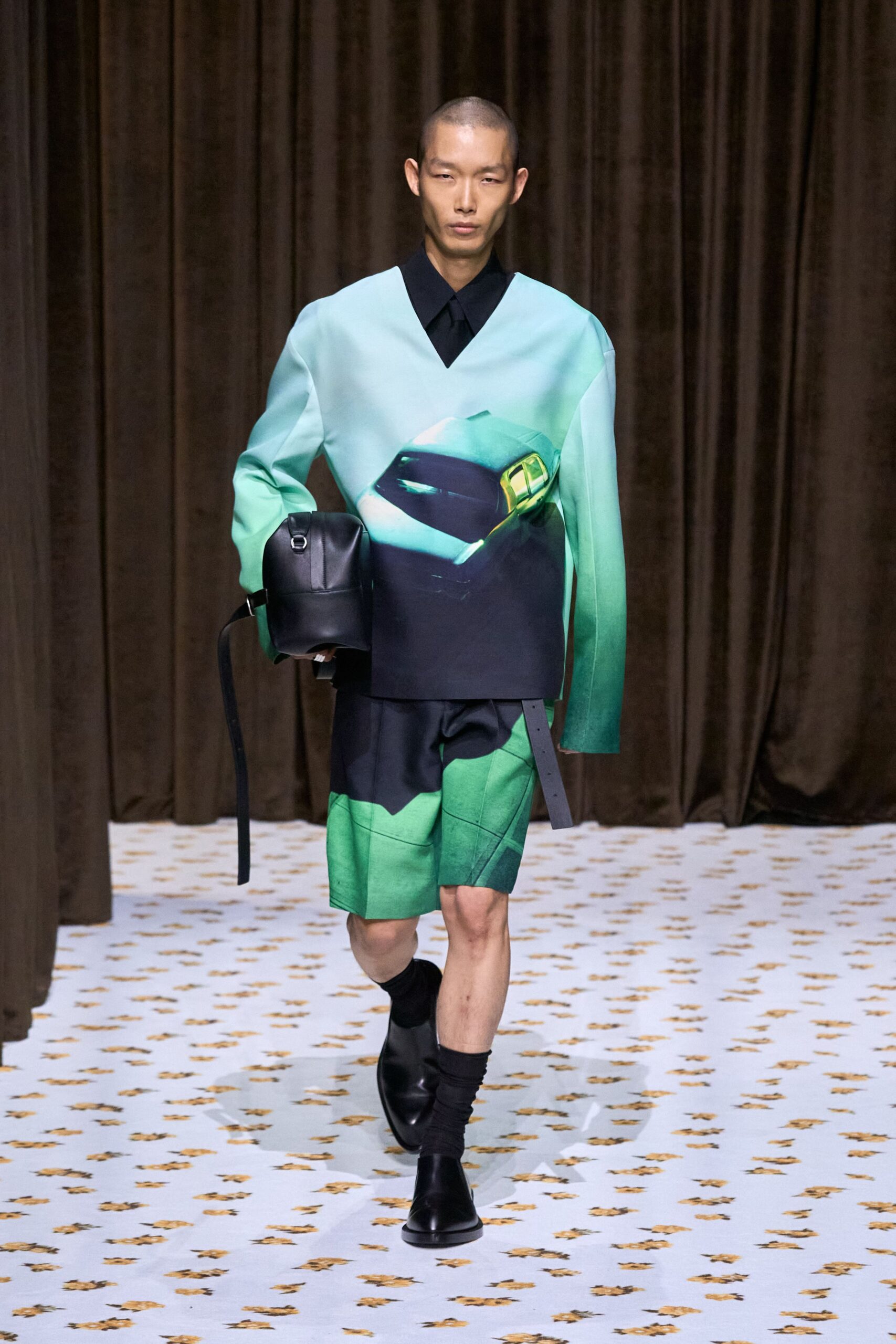 green and black color-blocked jacket