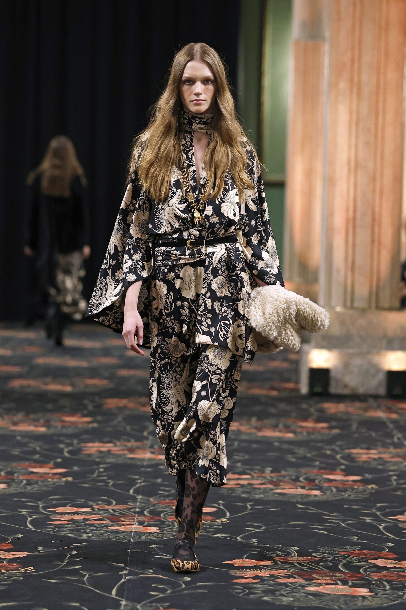 brown leather animal-print shoes