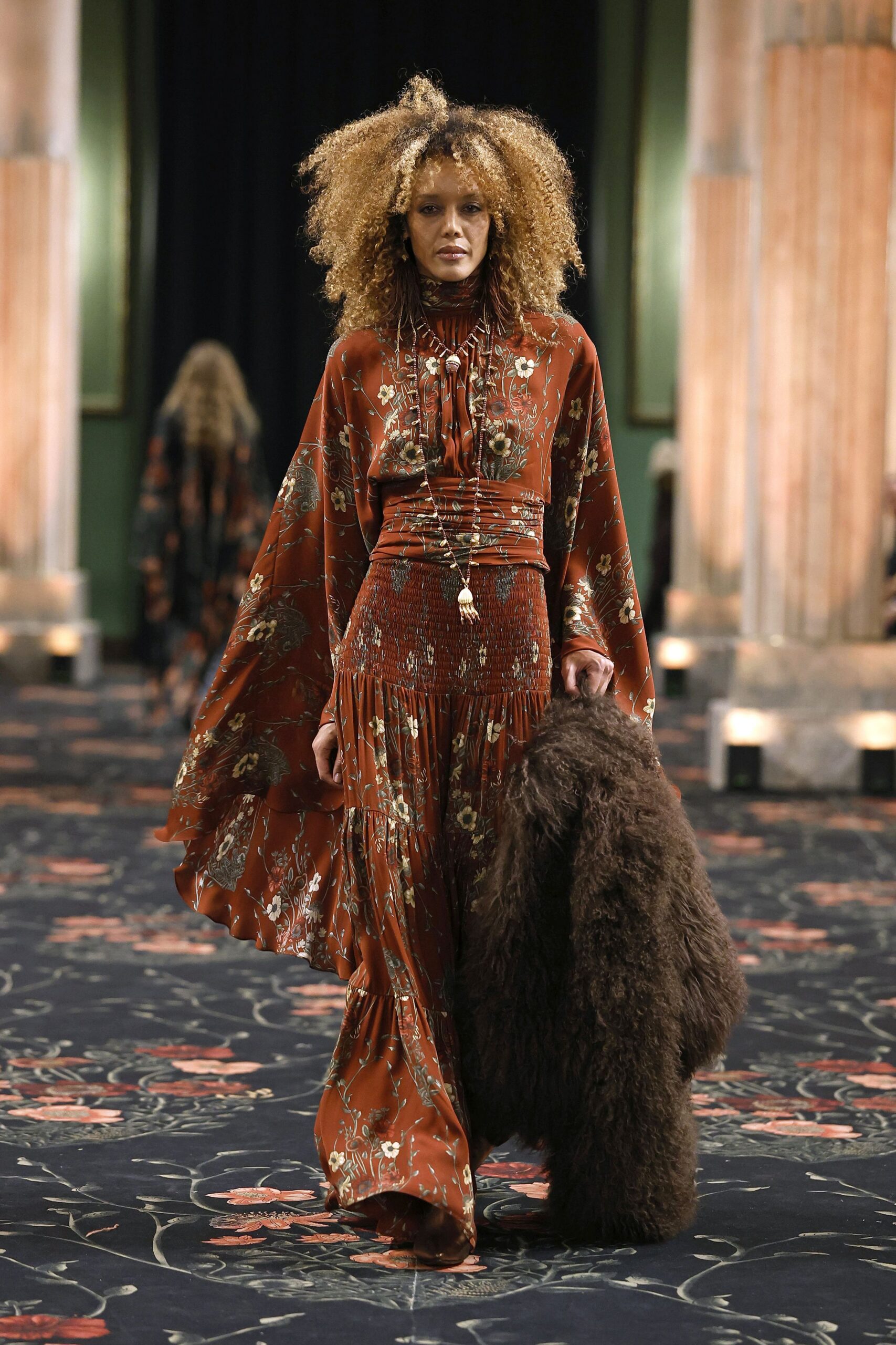 brown fur oversized cape