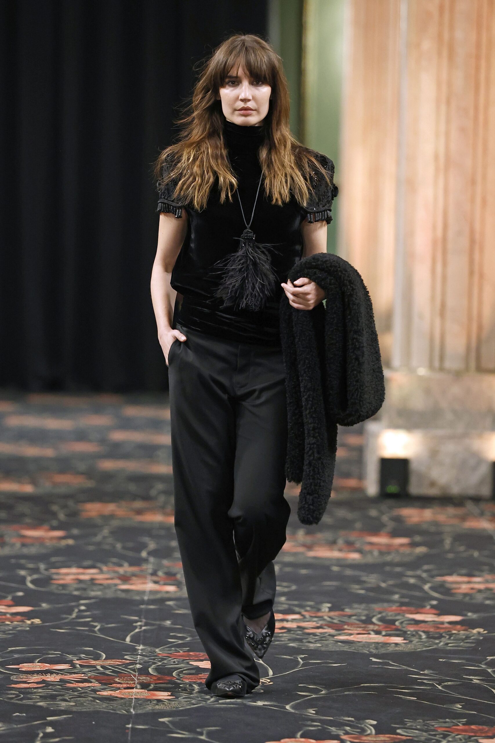 black wool oversized coat