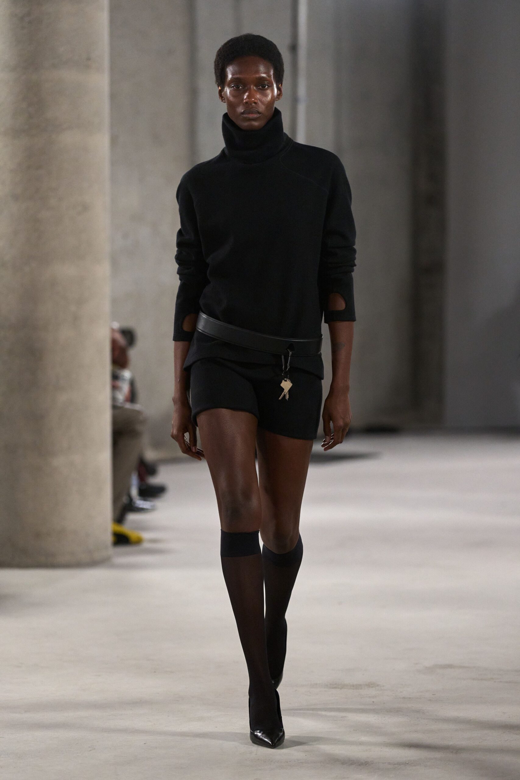 black fitted top and shorts