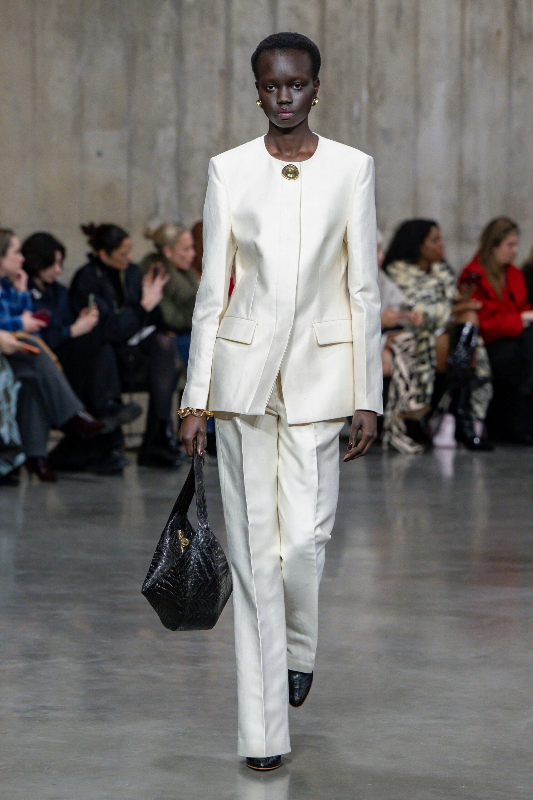 ivory silk tailored straight-leg pants