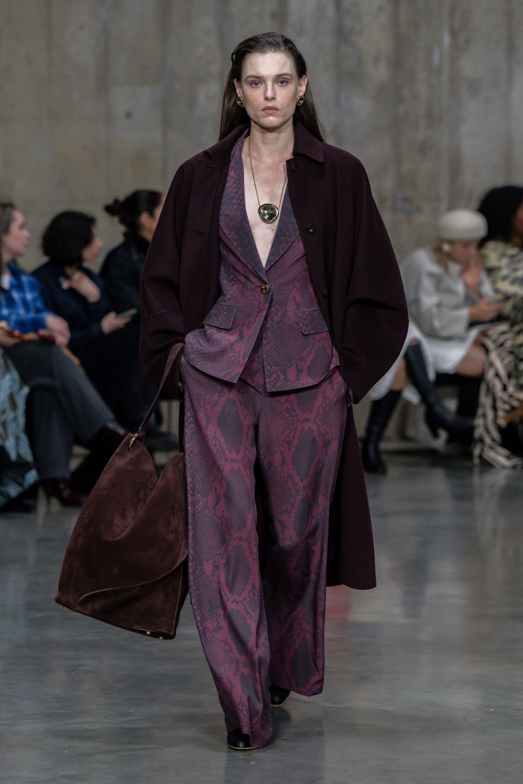 purple silk relaxed printed wide-leg pants