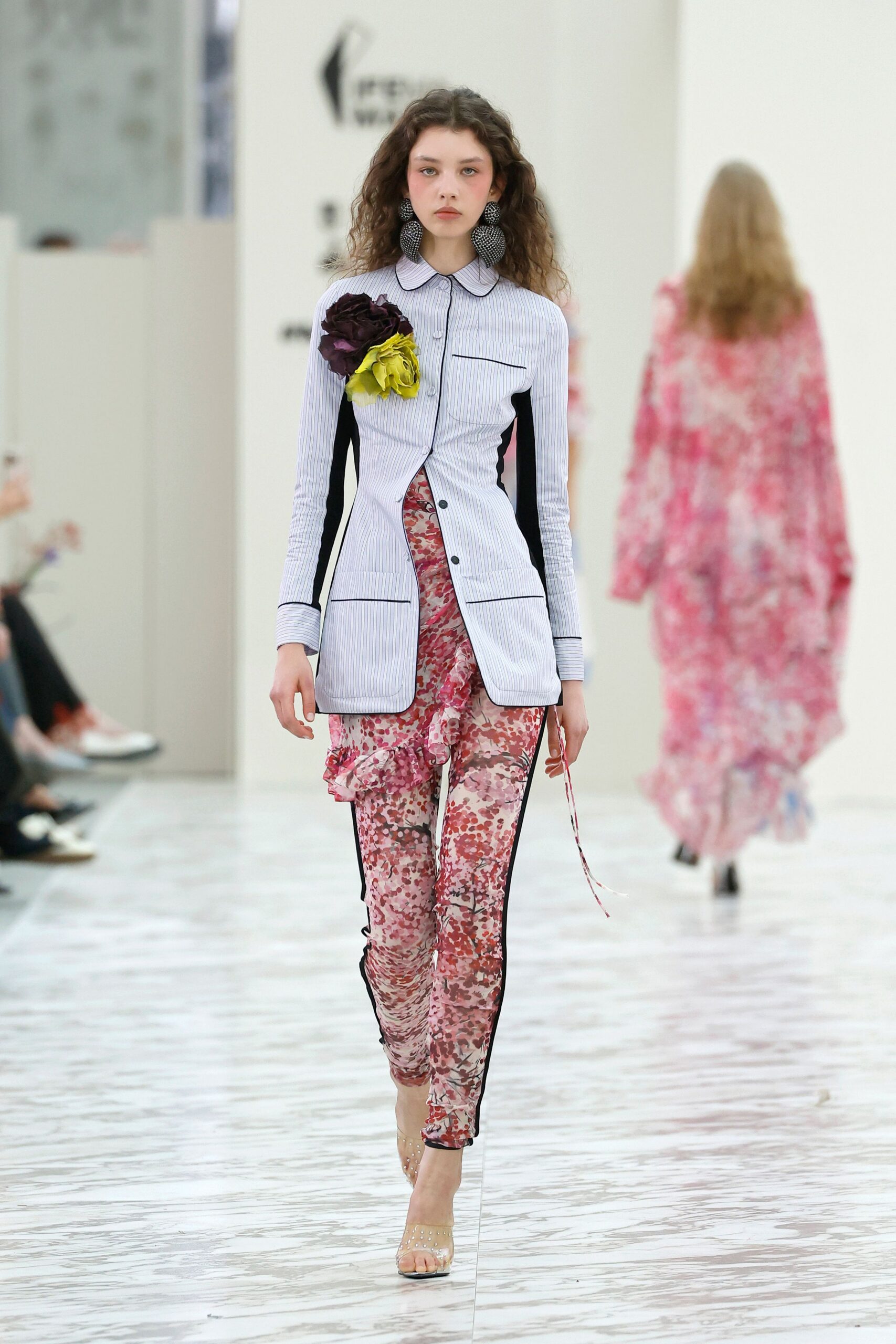 pink cotton fitted flared pants