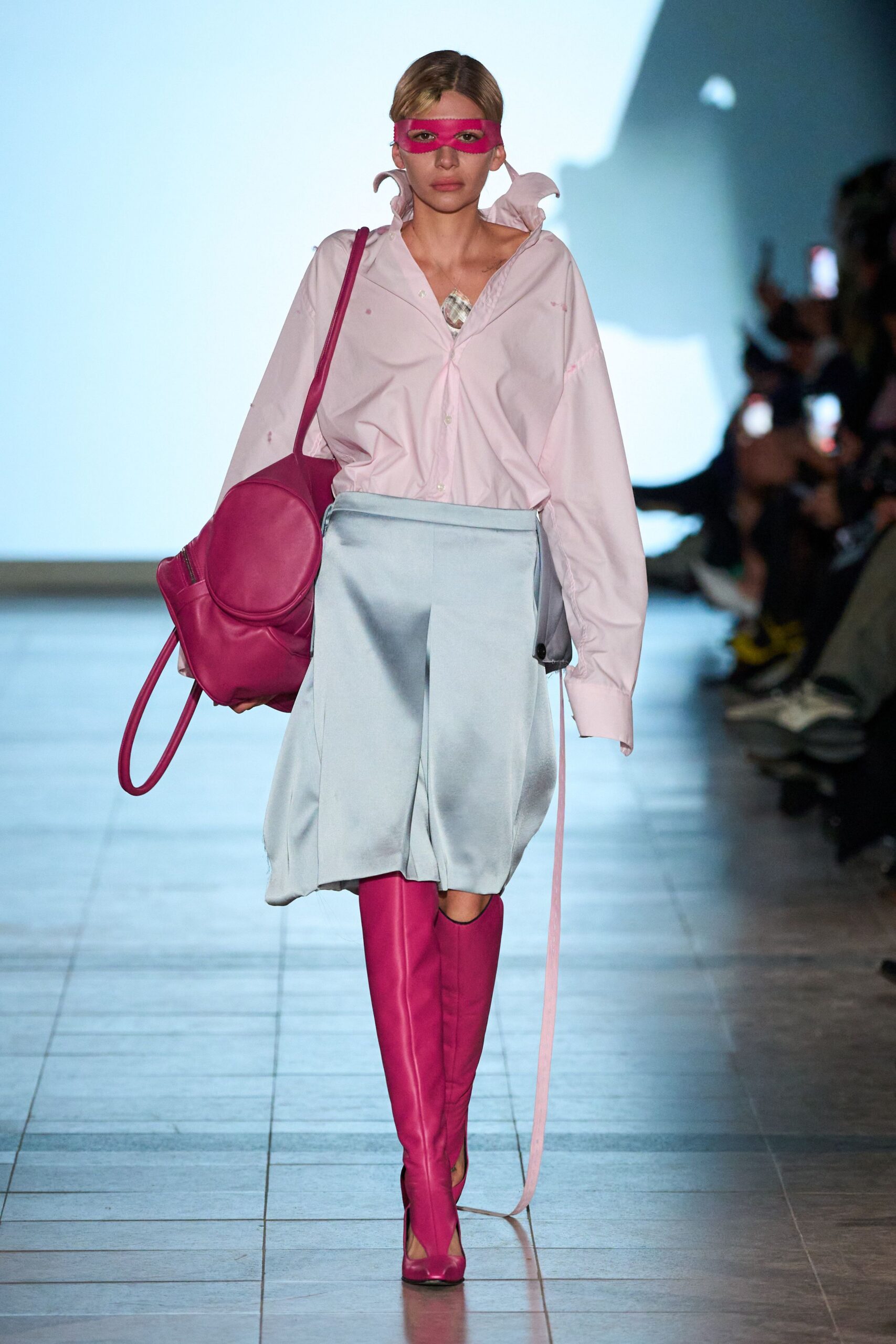 pink cotton long-sleeve collared oversized shirt