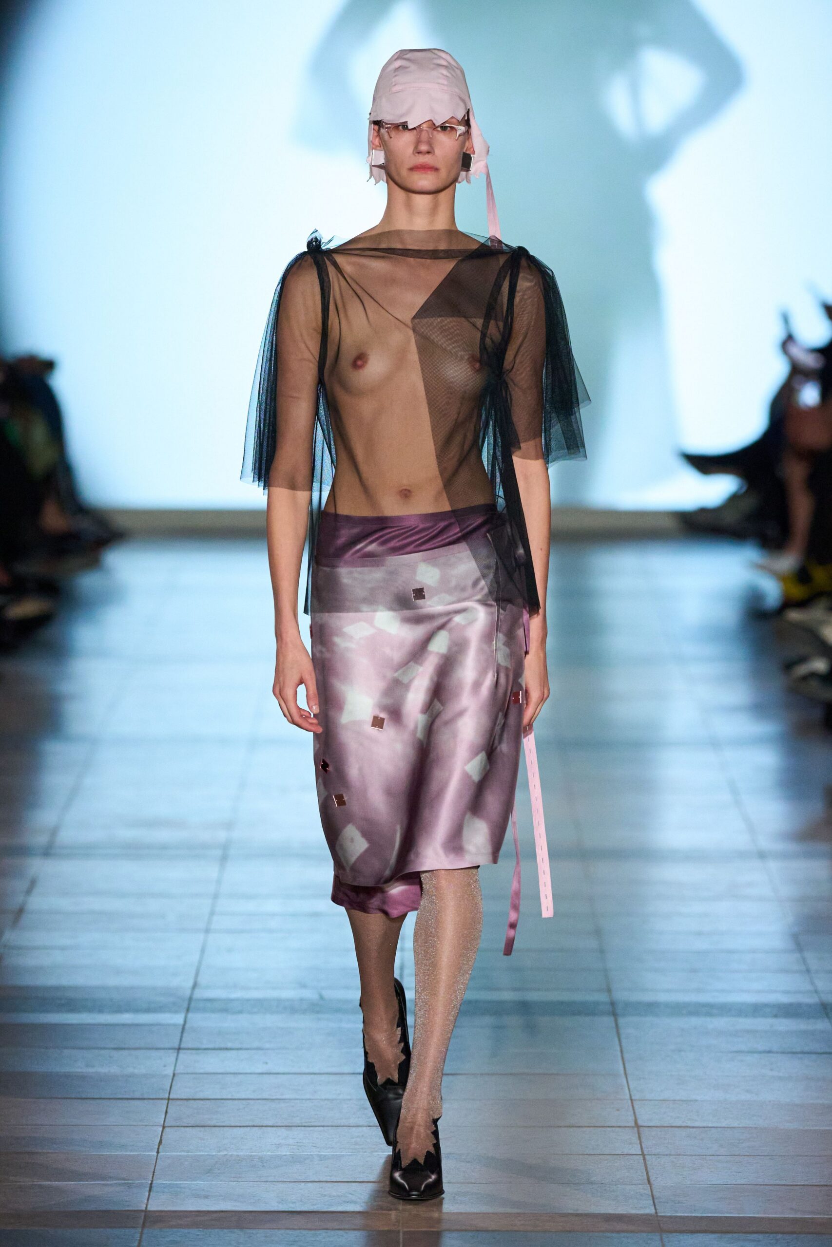 purple satin fitted pencil midi skirt