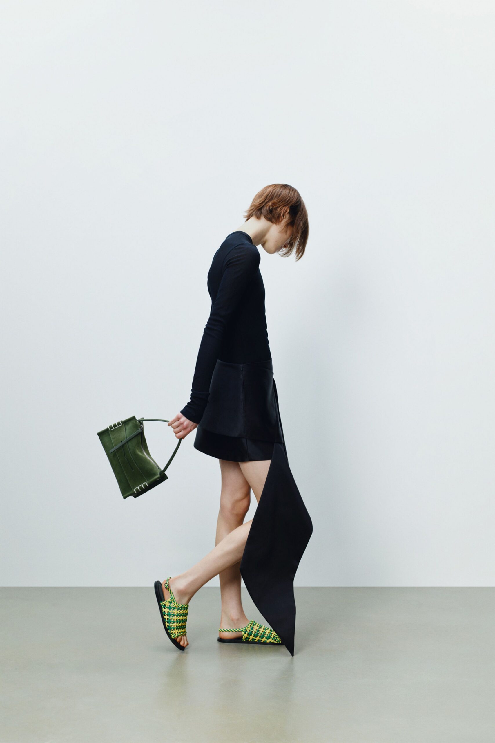 green leather printed shoes