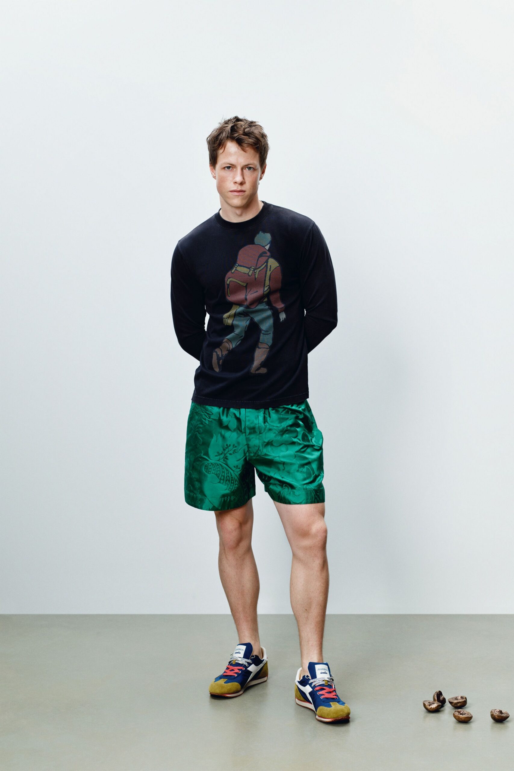green silk relaxed short shorts