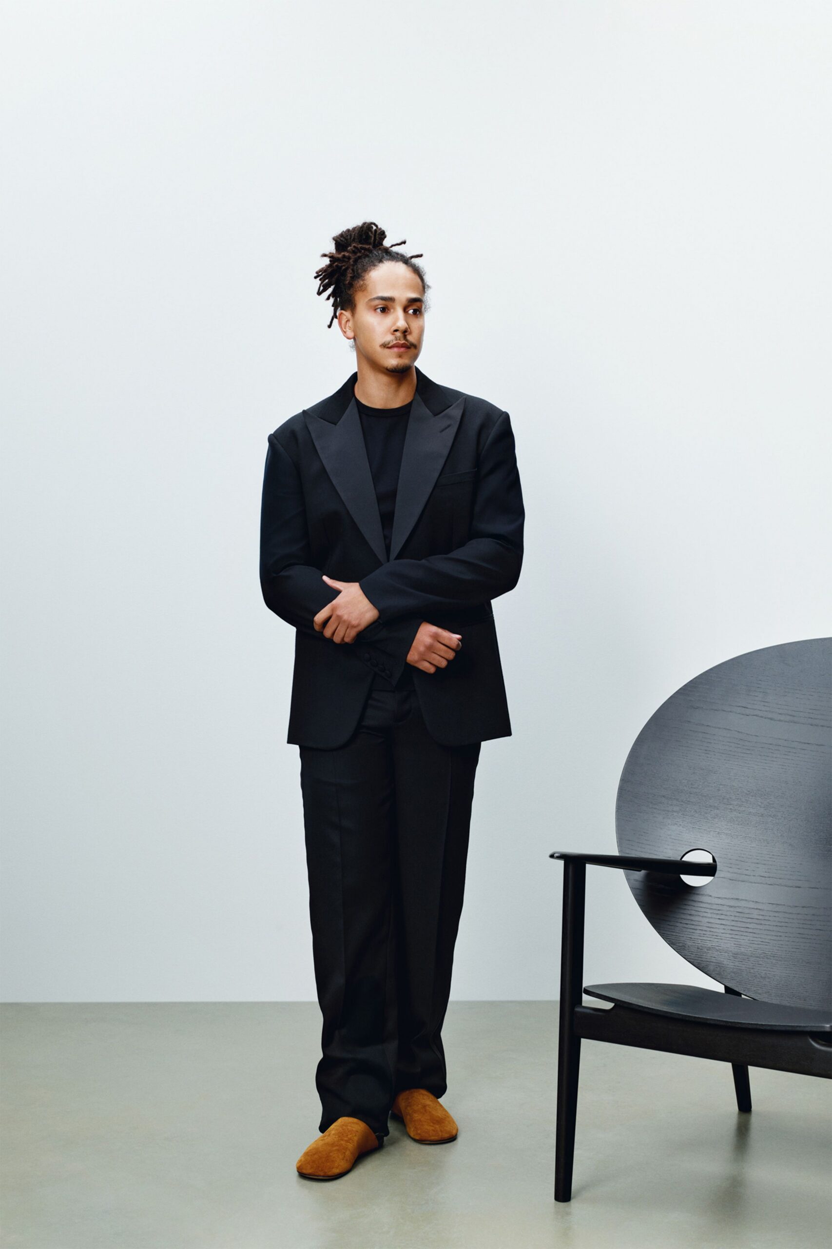 black tailored blazer and pants