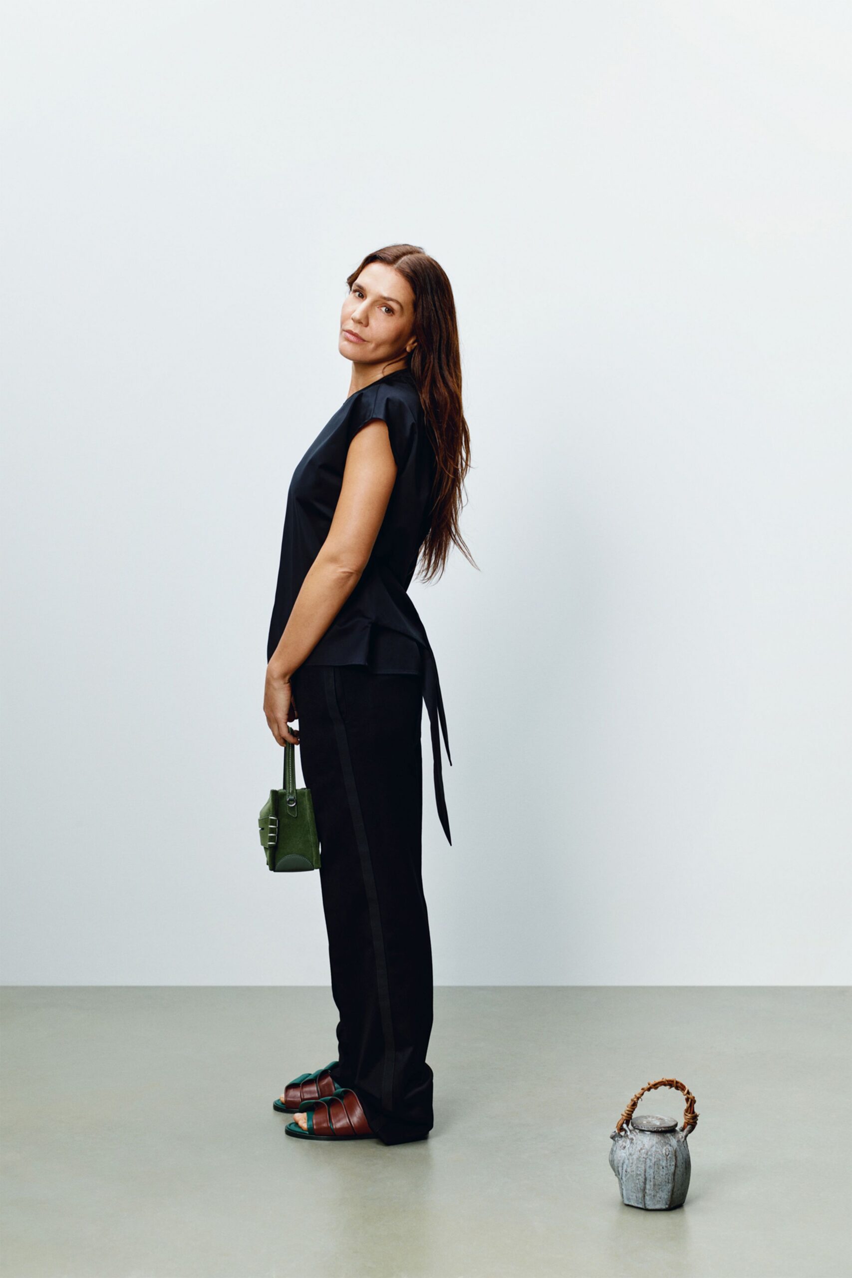 green leather shoes