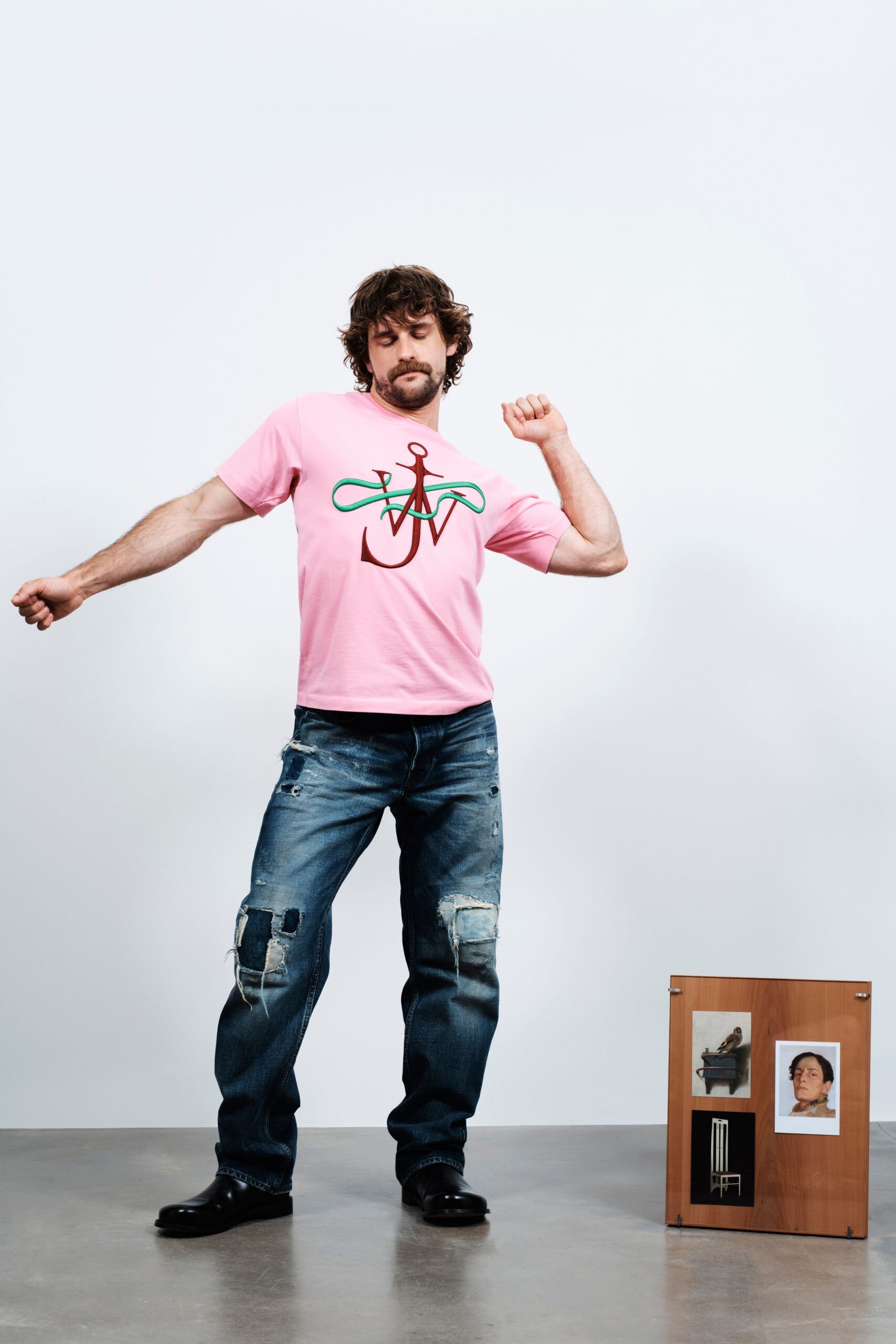 pink cotton short-sleeve collared relaxed printed t-shirt