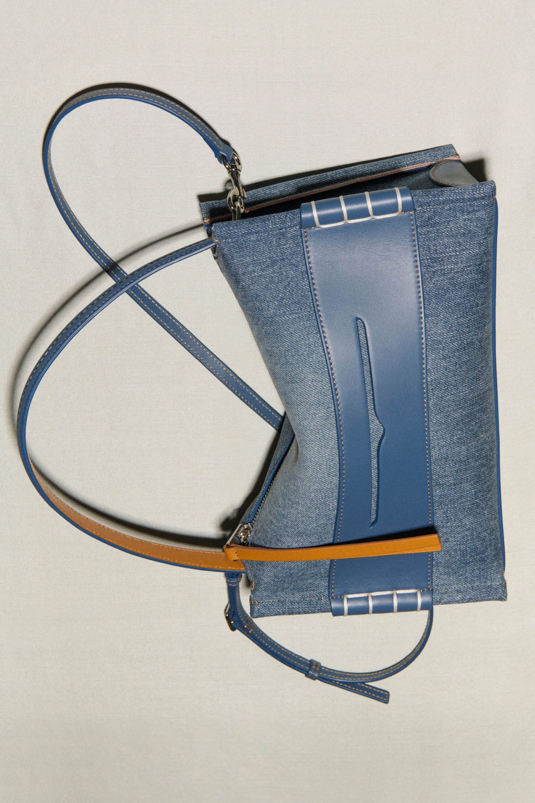 blue denim leather bag