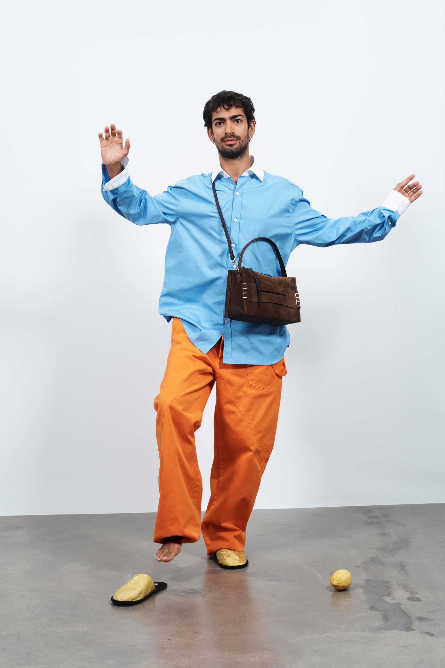 orange cotton relaxed pockets pants