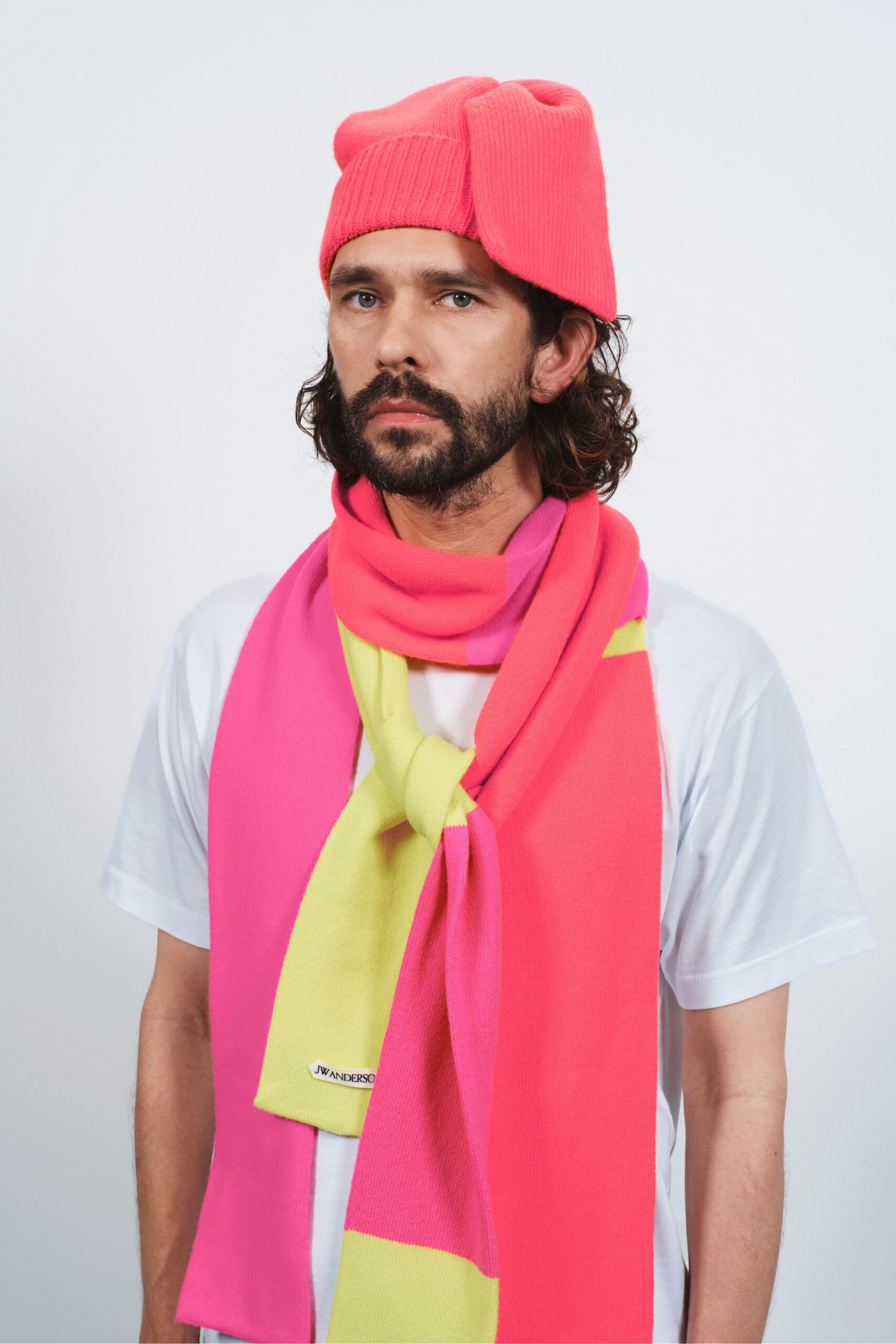 pink knit scarf