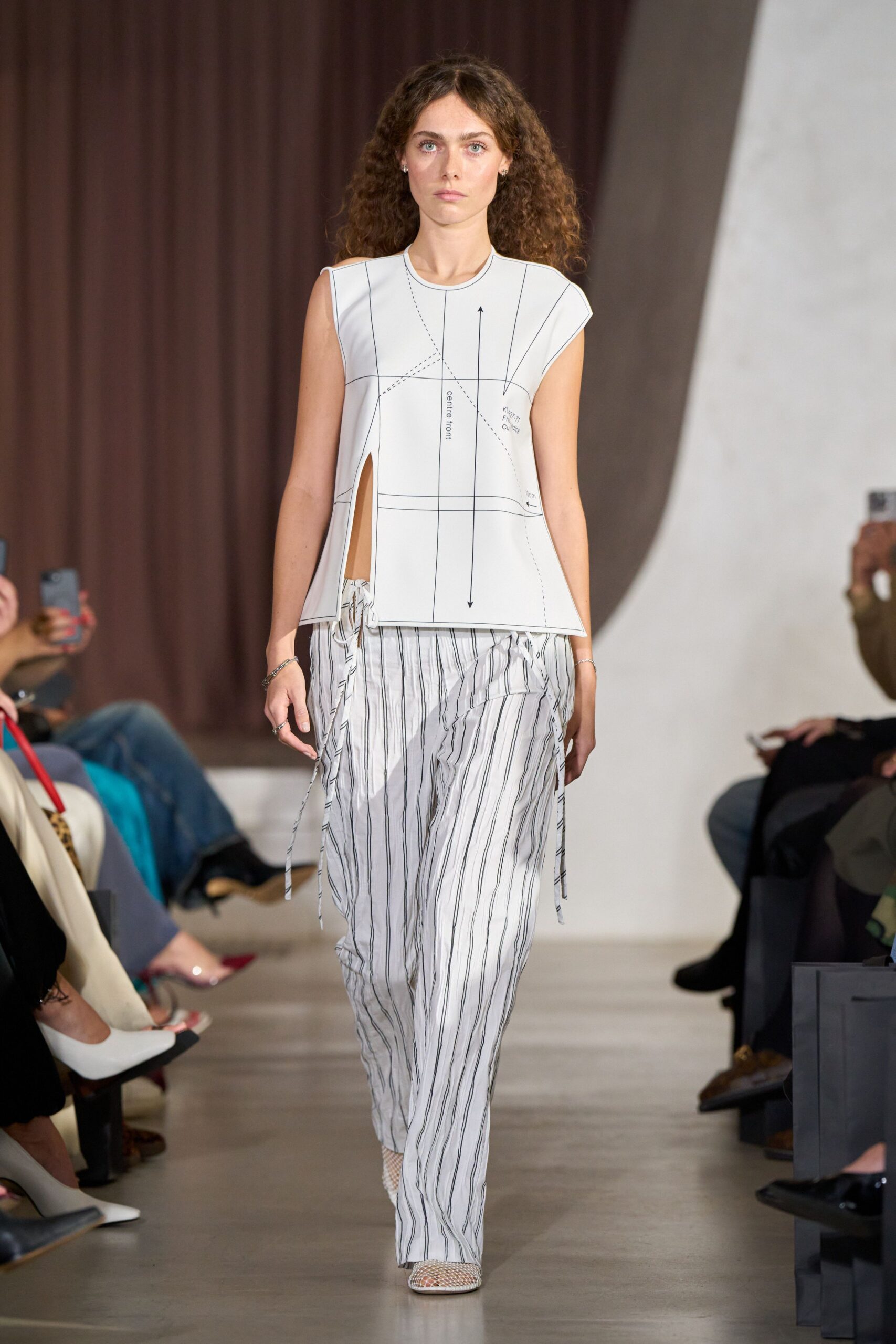 white cotton sleeveless high-neck fitted zippered top