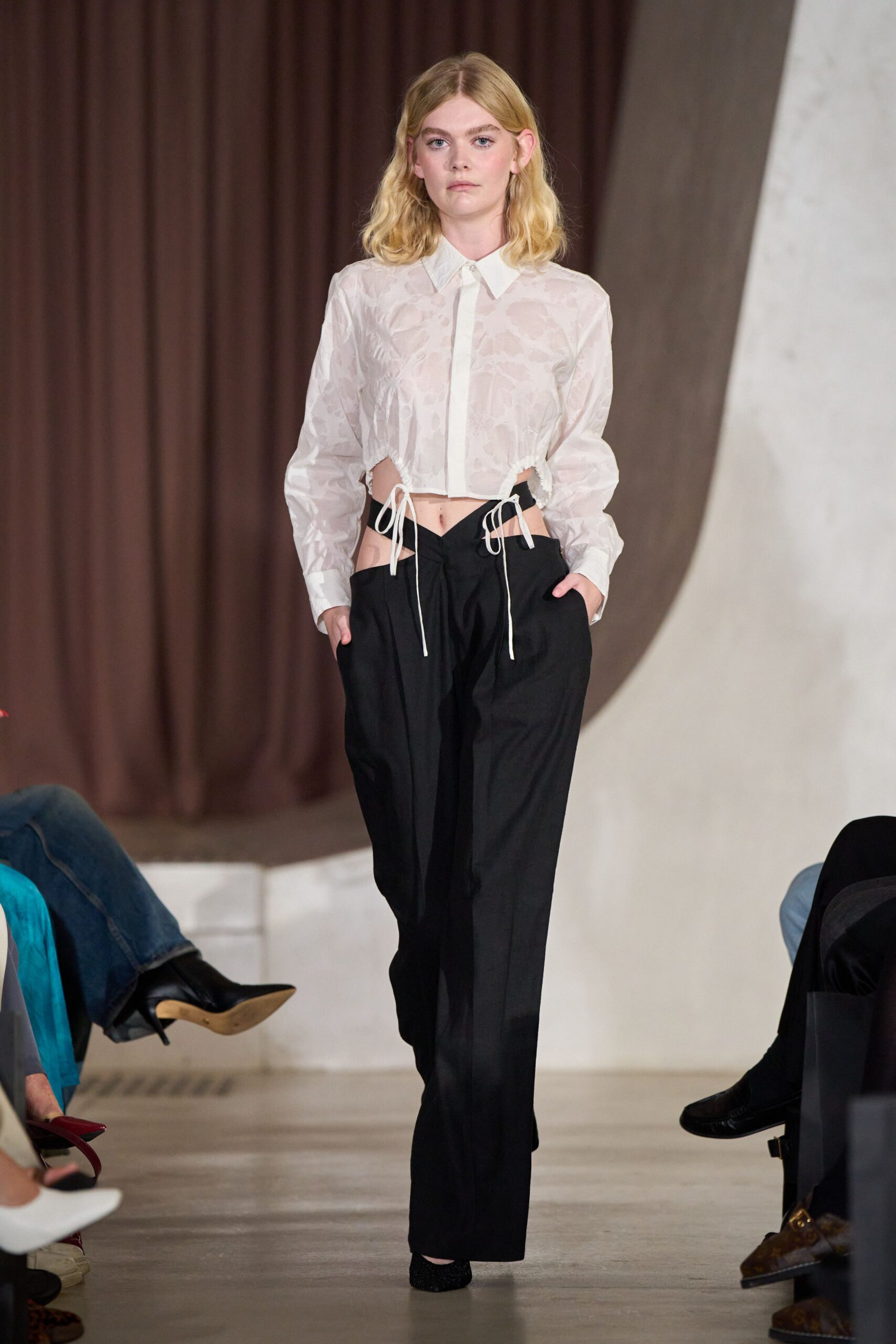 black cotton relaxed straight-leg pants