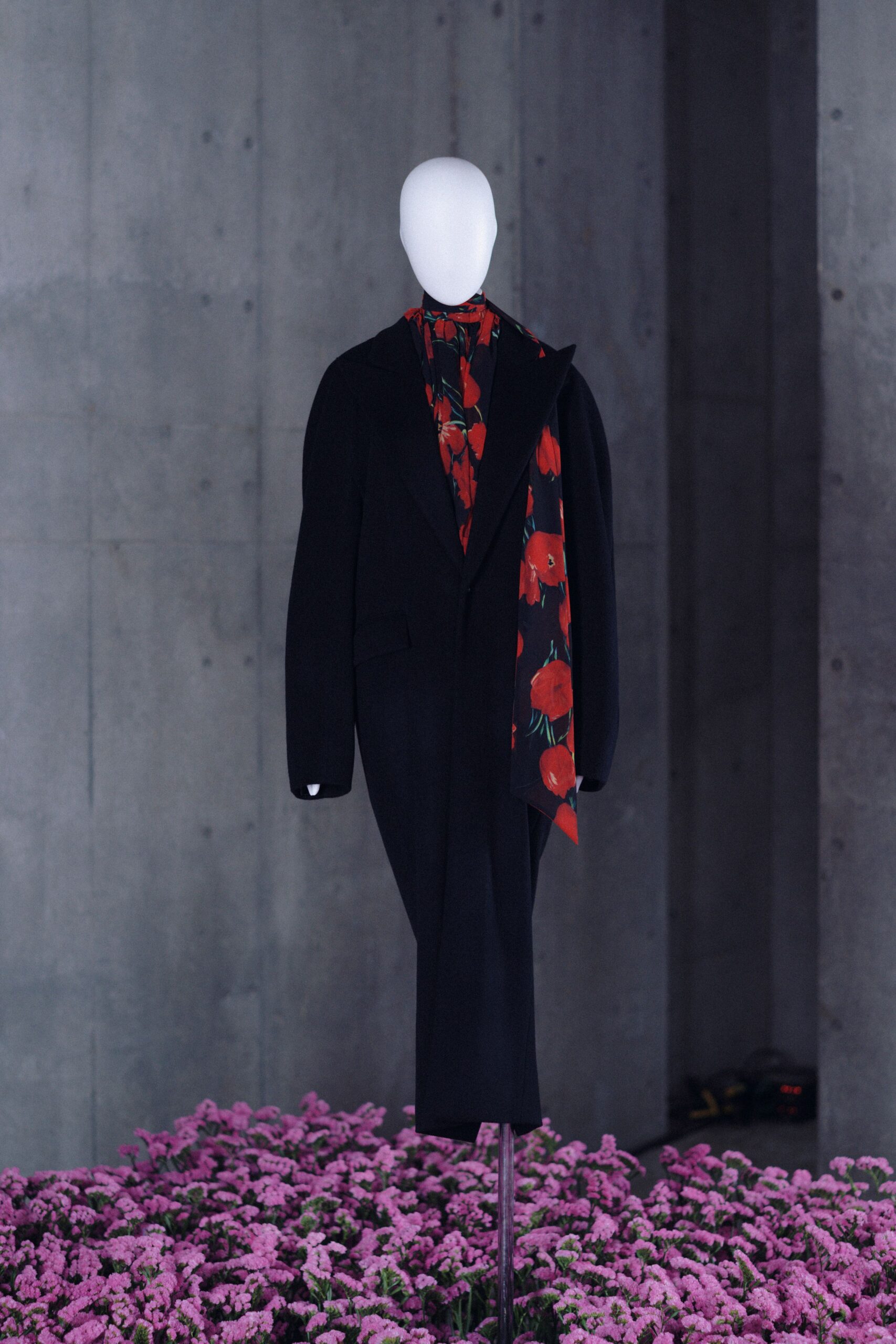 red floral scarf