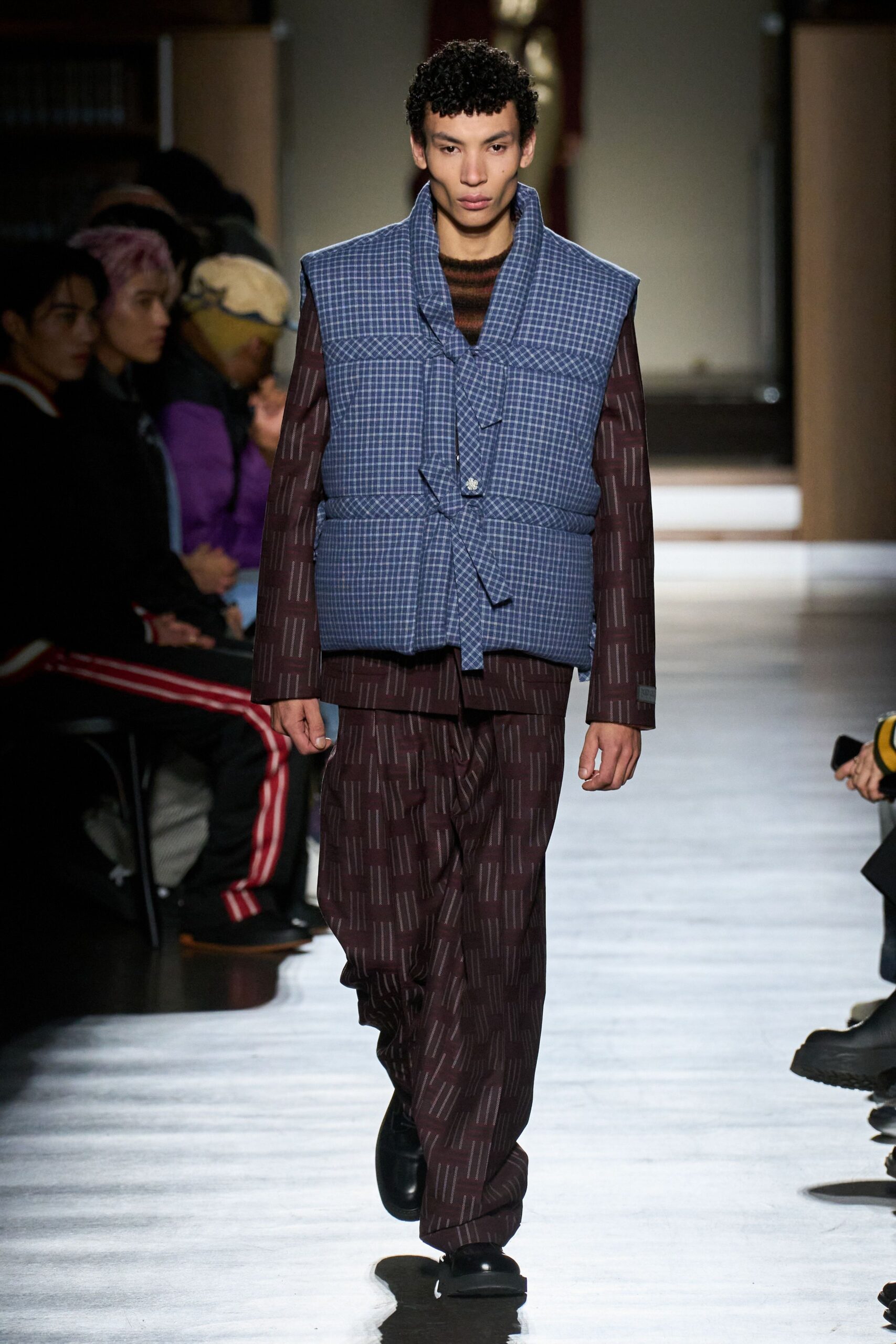brown cotton relaxed printed pants
