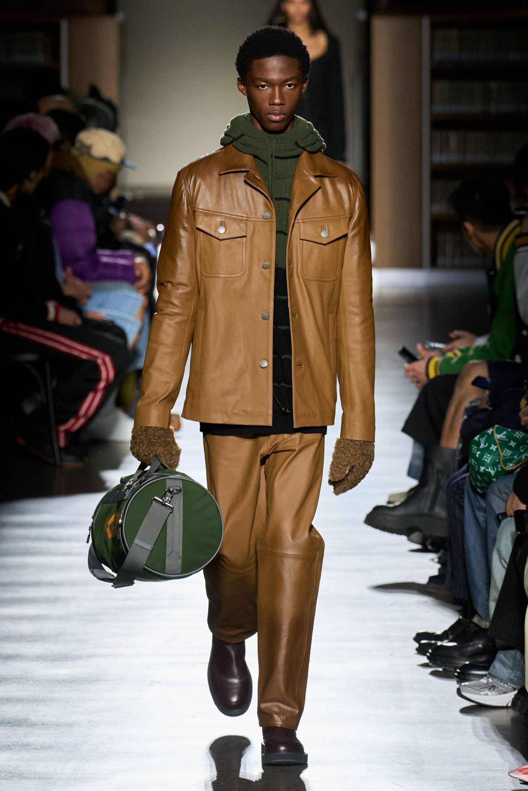 brown leather gloves