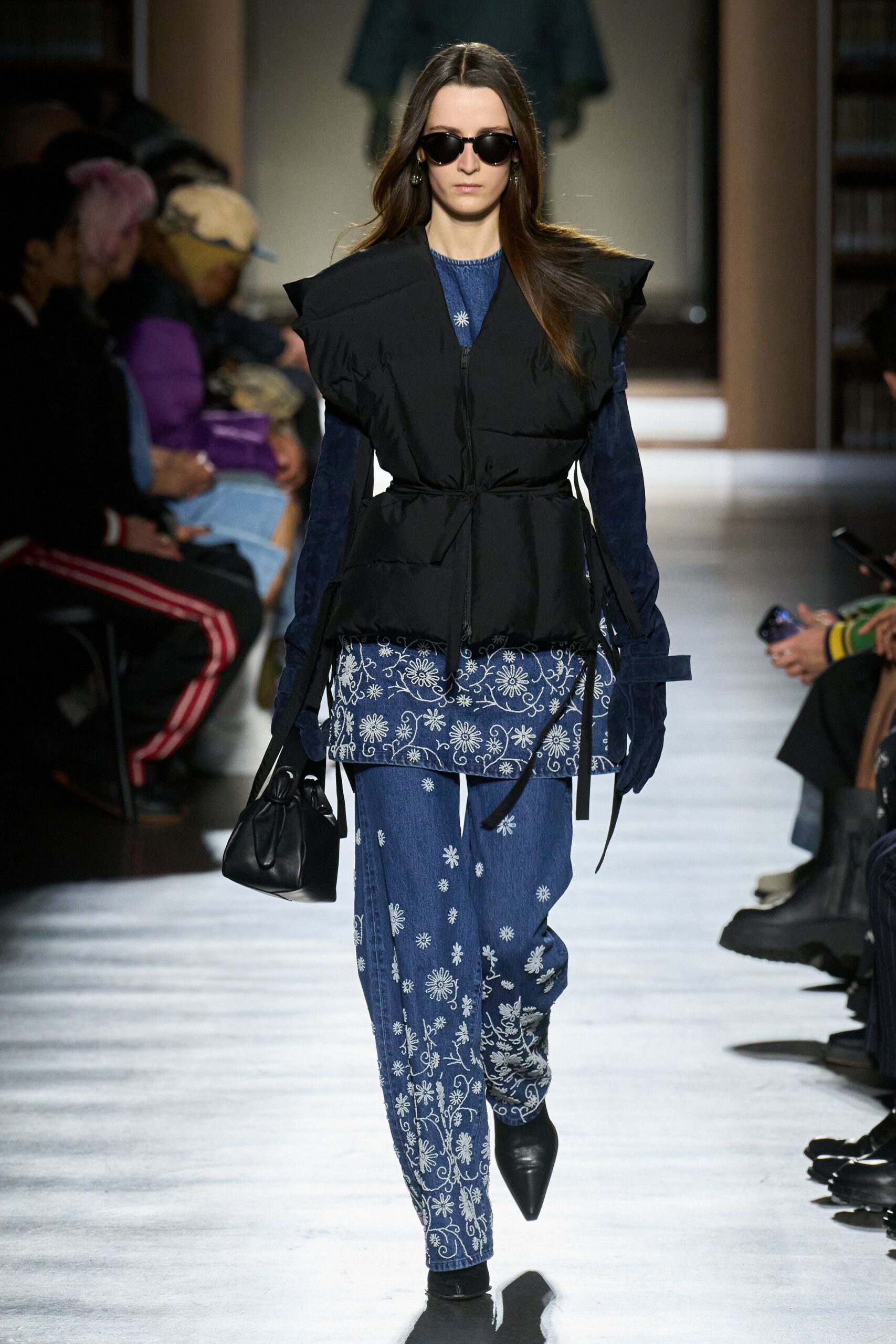 blue denim relaxed embroidered wide-leg pants