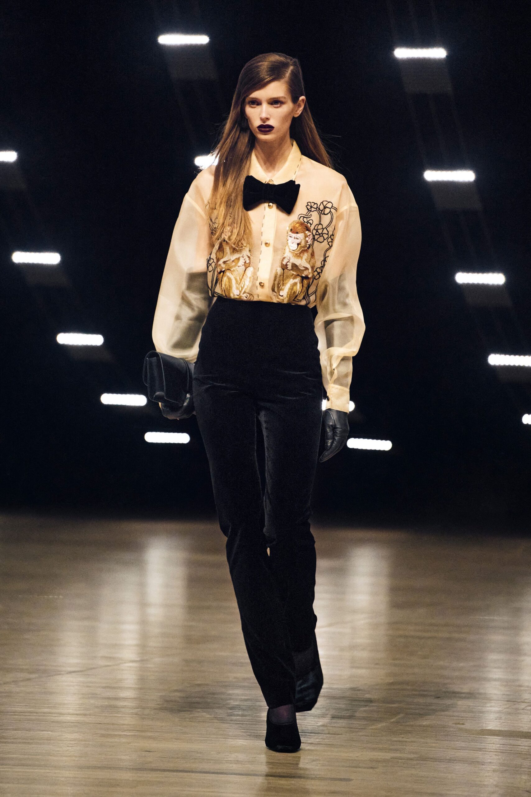 beige silk long-sleeve collared fitted embroidered shirt