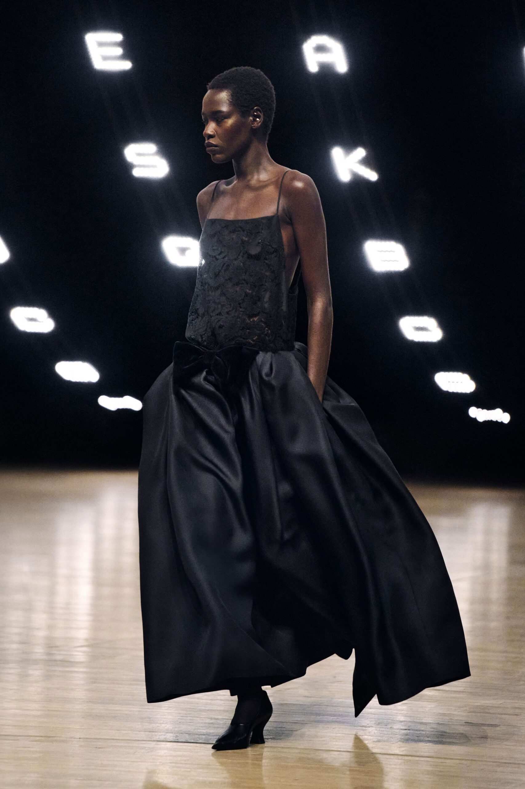 black silk sleeveless v-neck fitted pleated layered dress
