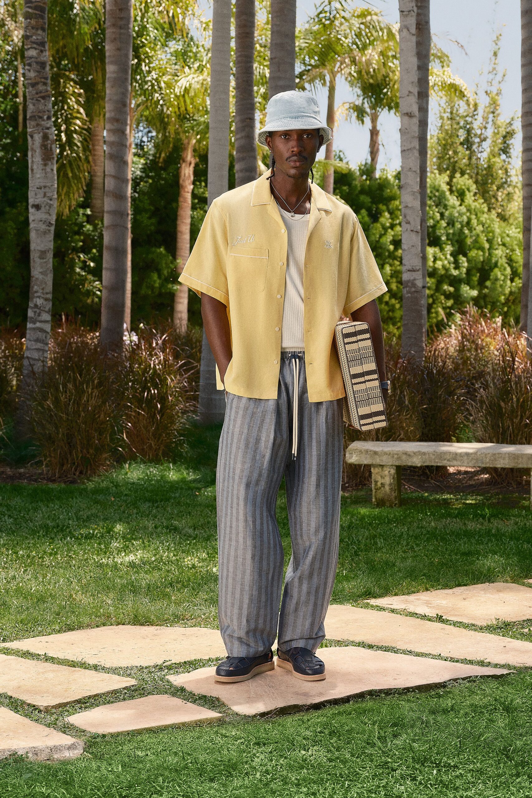 yellow cotton short-sleeve collared relaxed shirt